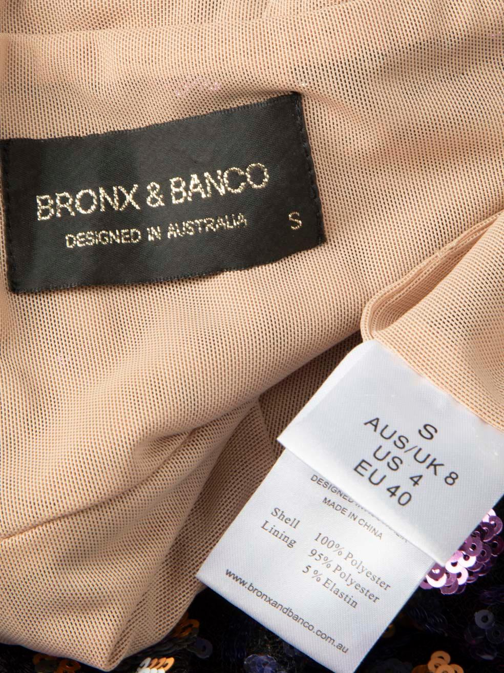 Robe à col en V ornée de sequins bronze et Banco, taille S en vente 5