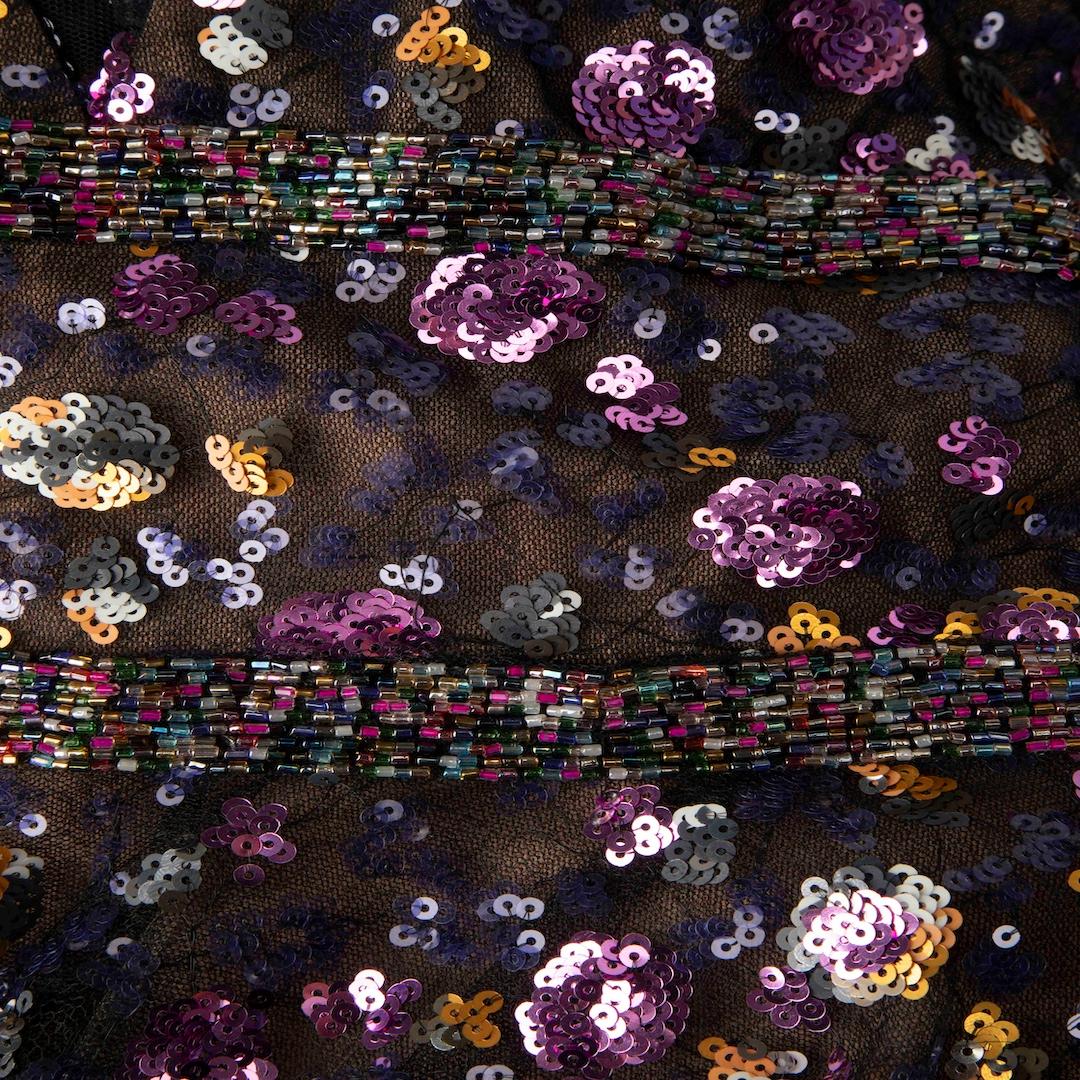 Robe à col en V ornée de sequins bronze et Banco, taille S Bon état - En vente à London, GB