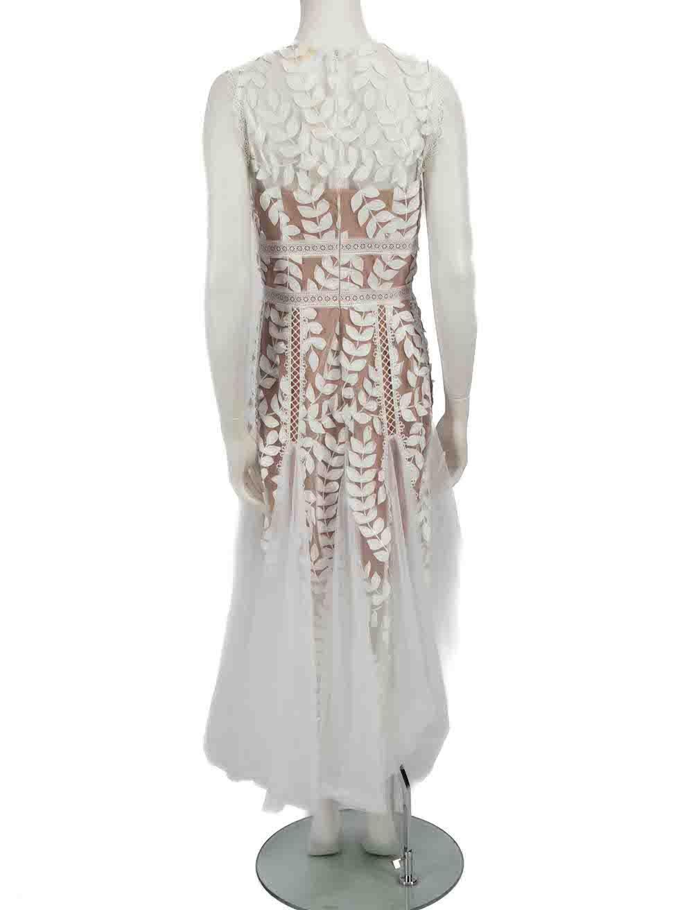Bronx and Banco White Leaf Embroidered Midi Dress Size L In New Condition In London, GB