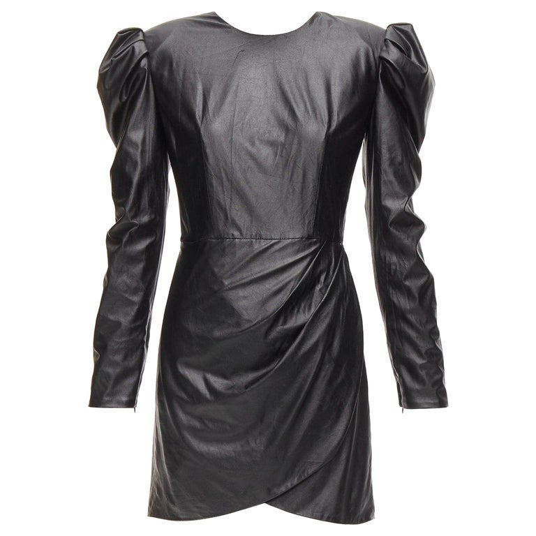 black mini fitted dress Short Party Dress with Ruffled Shoulders Black / XSmall main image 0