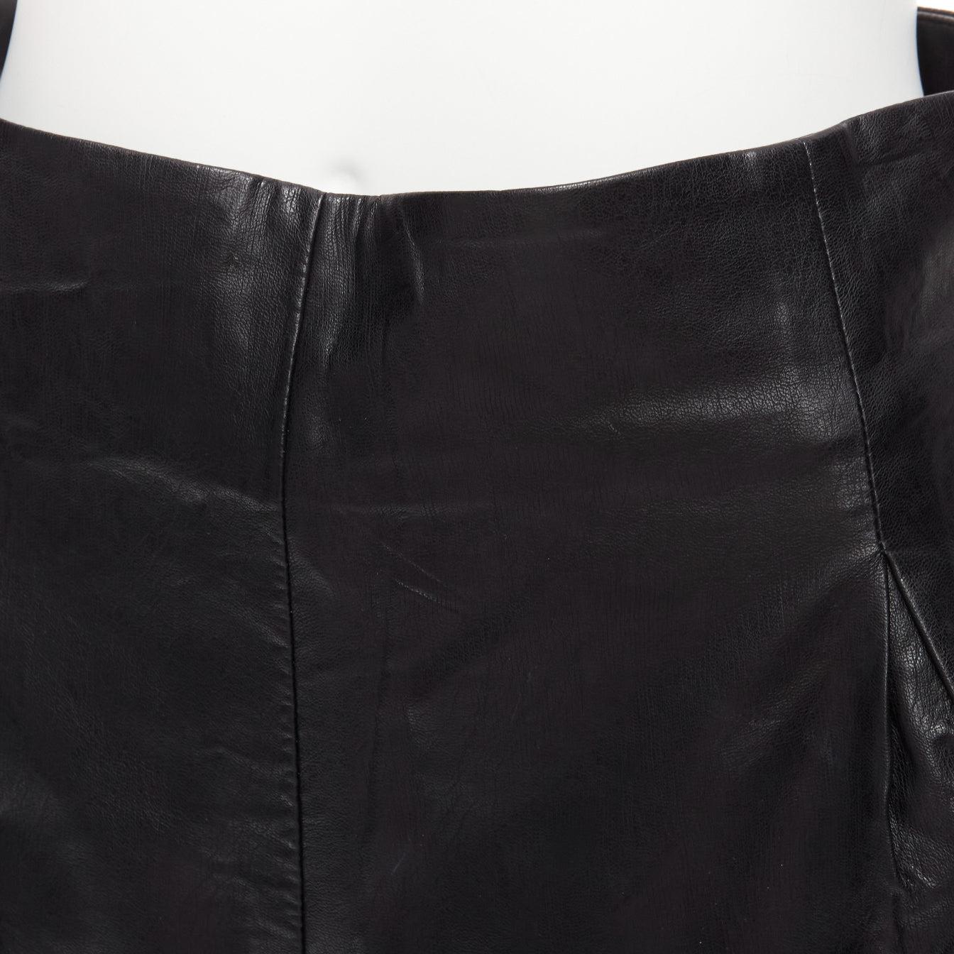 BRONX & BANCO black faux leather high waist paperbag waist flared shorts S For Sale 3