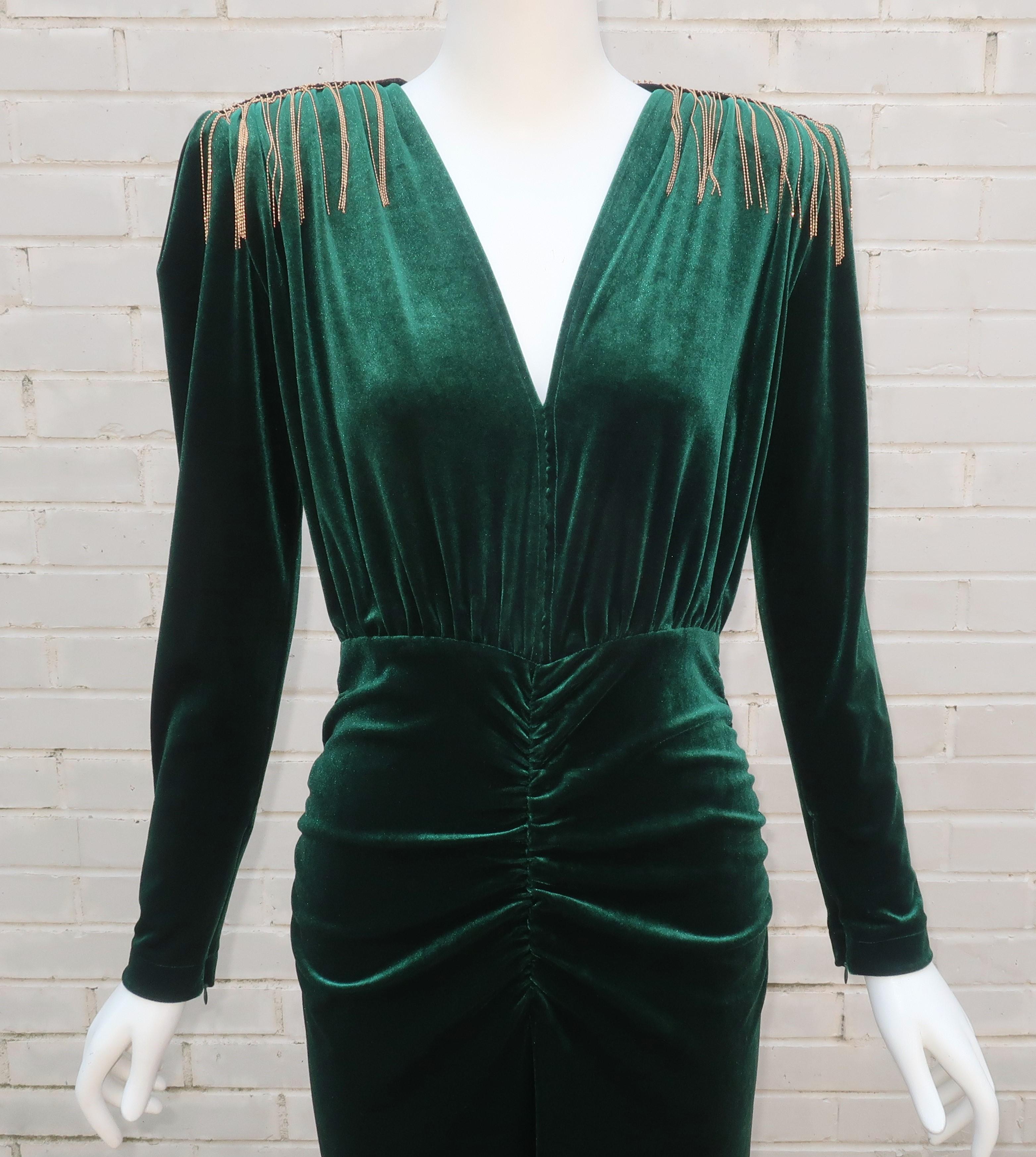 bronx and banco emerald velvet gown