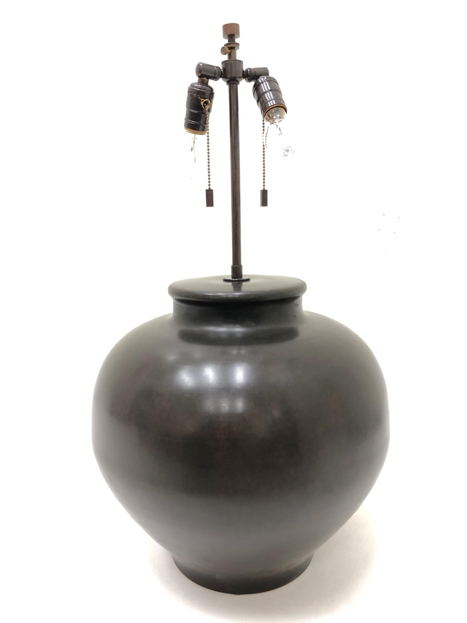 Modern Bronze Ming Base Table Lamp by Karl Springer