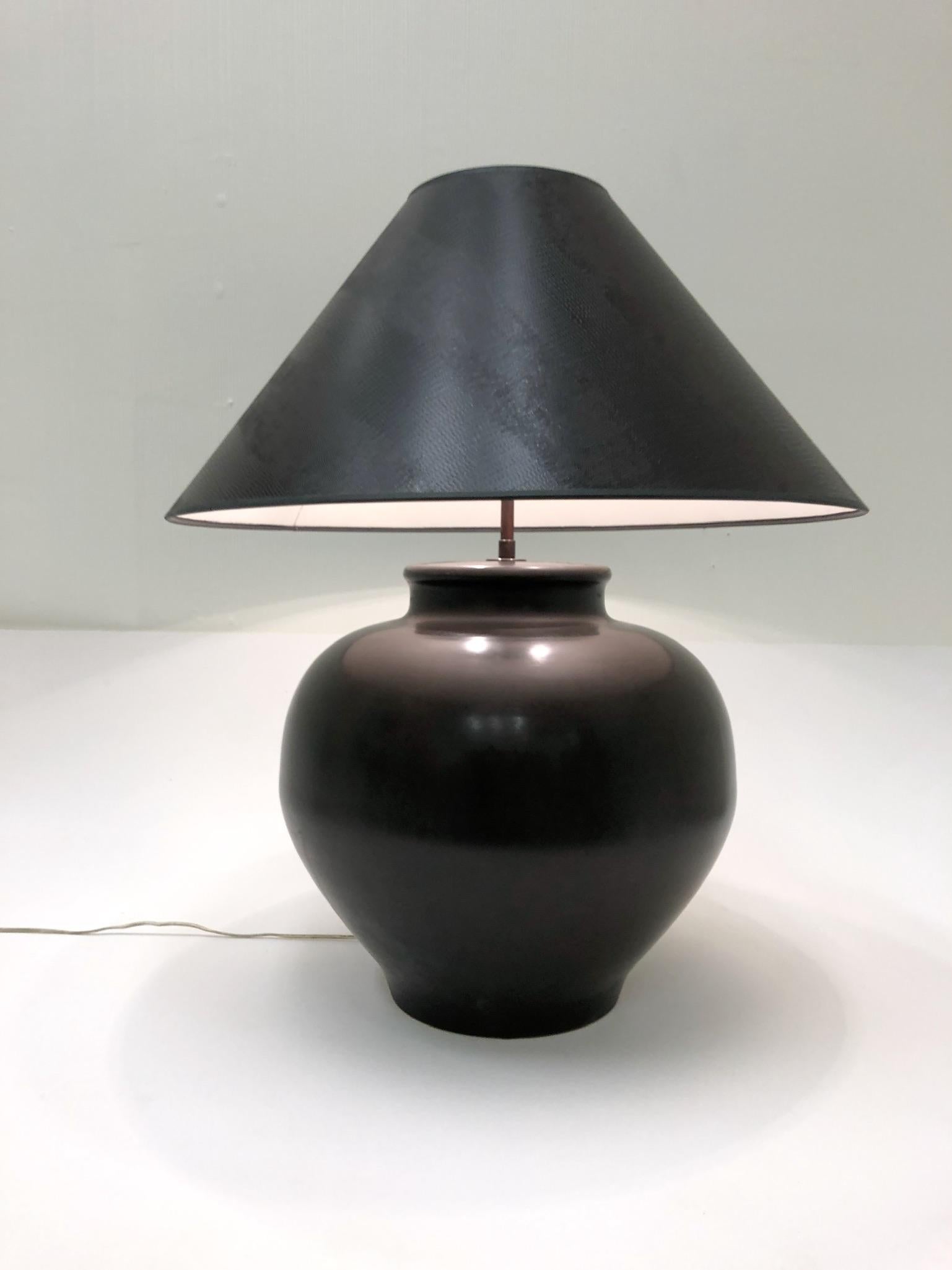 Bronze Ming Base Table Lamp by Karl Springer In Excellent Condition In Palm Springs, CA