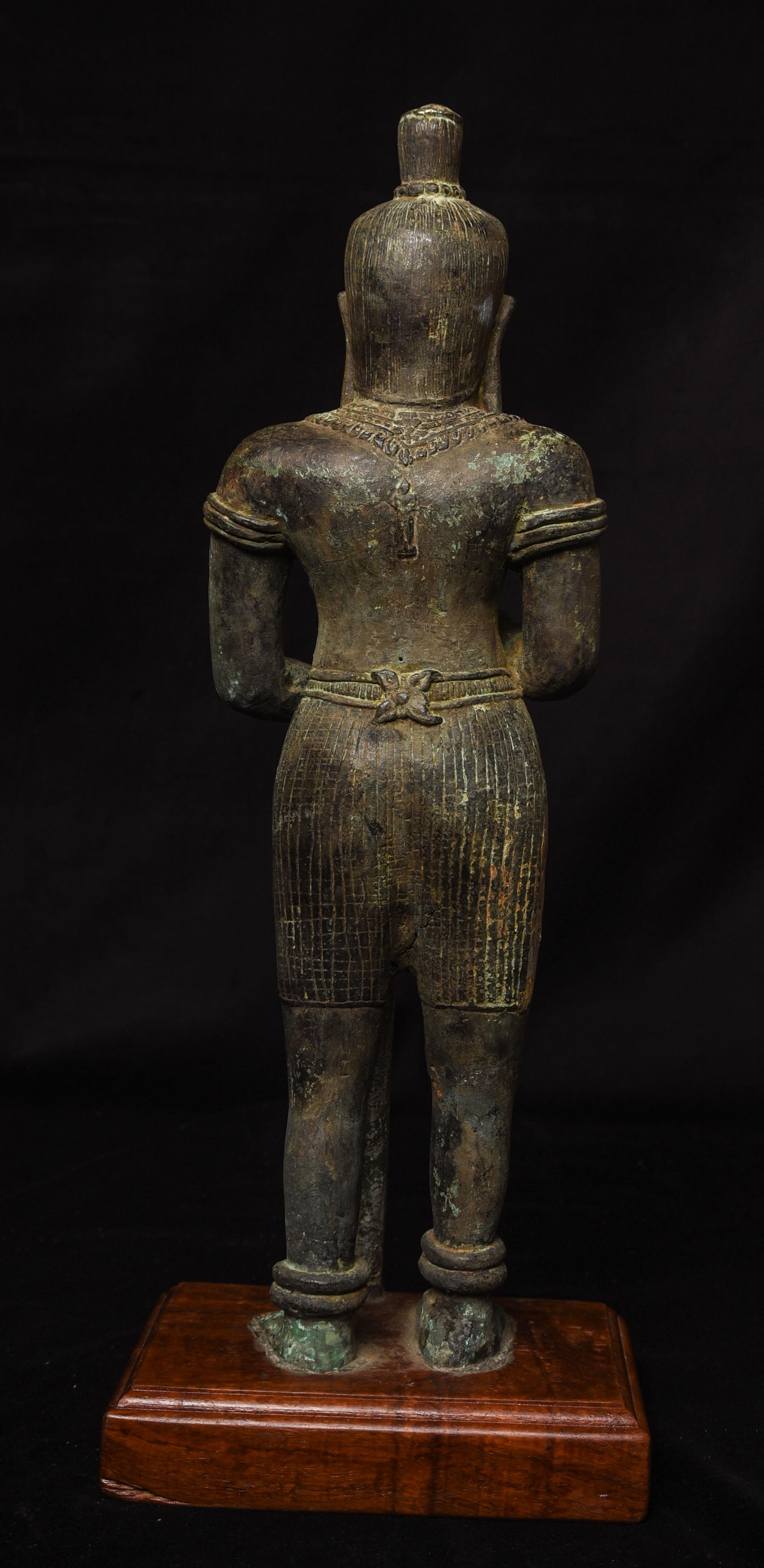 18th Century and Earlier Bronze 10-11thC Cambodian Khmer Era  Guardian Figure. For Sale