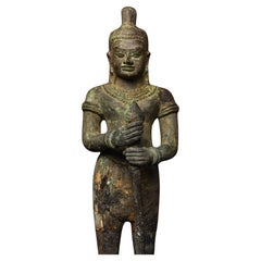 Bronze 10-11. Jh. Kambodschanische Khmer-Ära Wächterfigur.