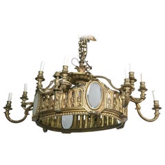Antique Bronze 16-Light Oval Chandelier
