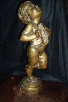 Bronze 18th Century Sculpture / Fountain Figure of a child / Putto with Dolphin