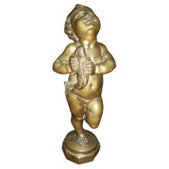 Bronze 18th Century Sculpture / Fountain Figure of a child / Putto with Dolphin