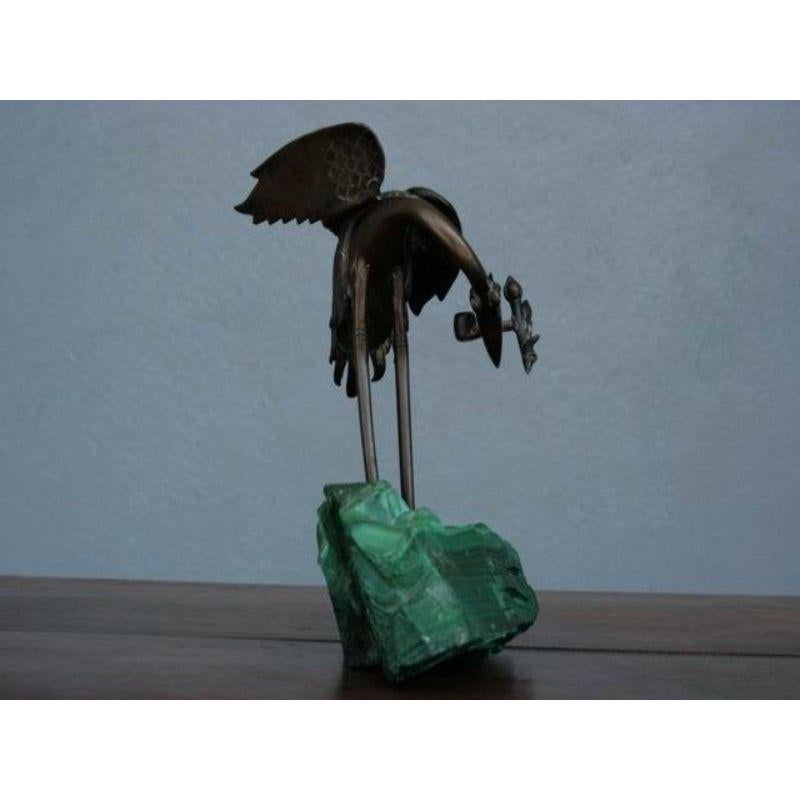 Bronze 1900 Heron on block of malachite 25 cm high, 21 cm wide and 10 cm deep.

Additional information:
Material: bronze, hard stones