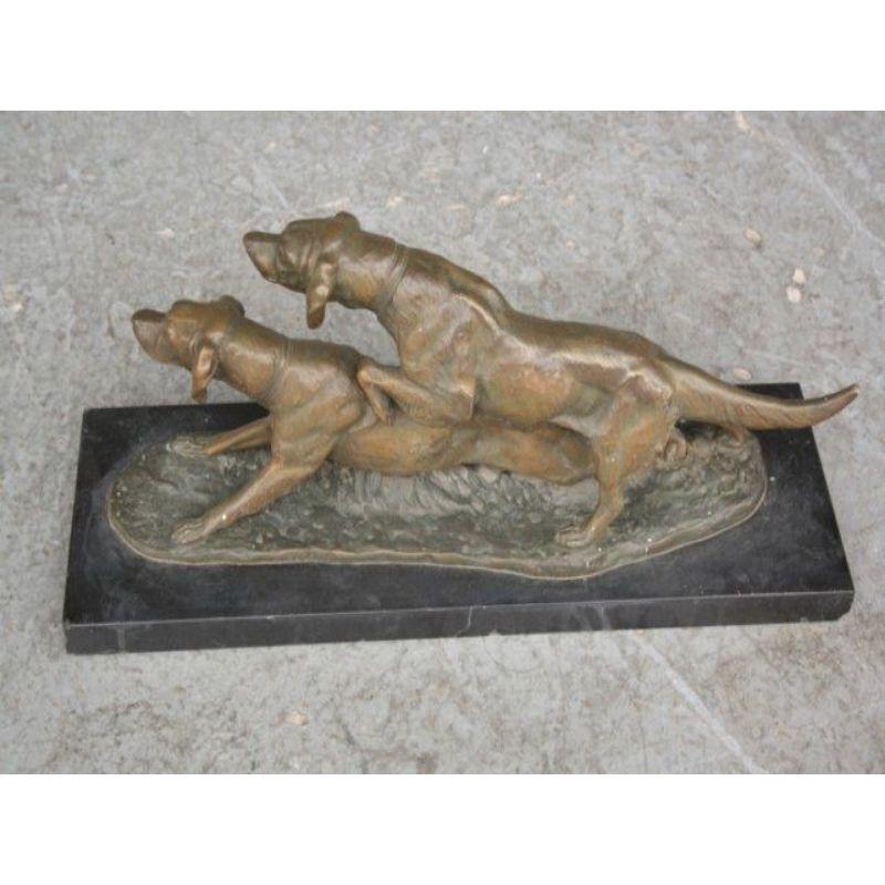 20th Century Bronze 1930 by Irénée Rochard with Hunting Dogs For Sale