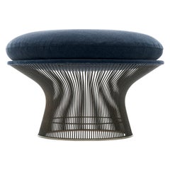 Bronze 1970s Warren Platner Stool in Knoll Velvet Upholstery by Knoll