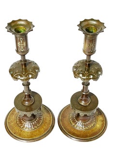 Bronze 19th Century Gothic Style Candleholders