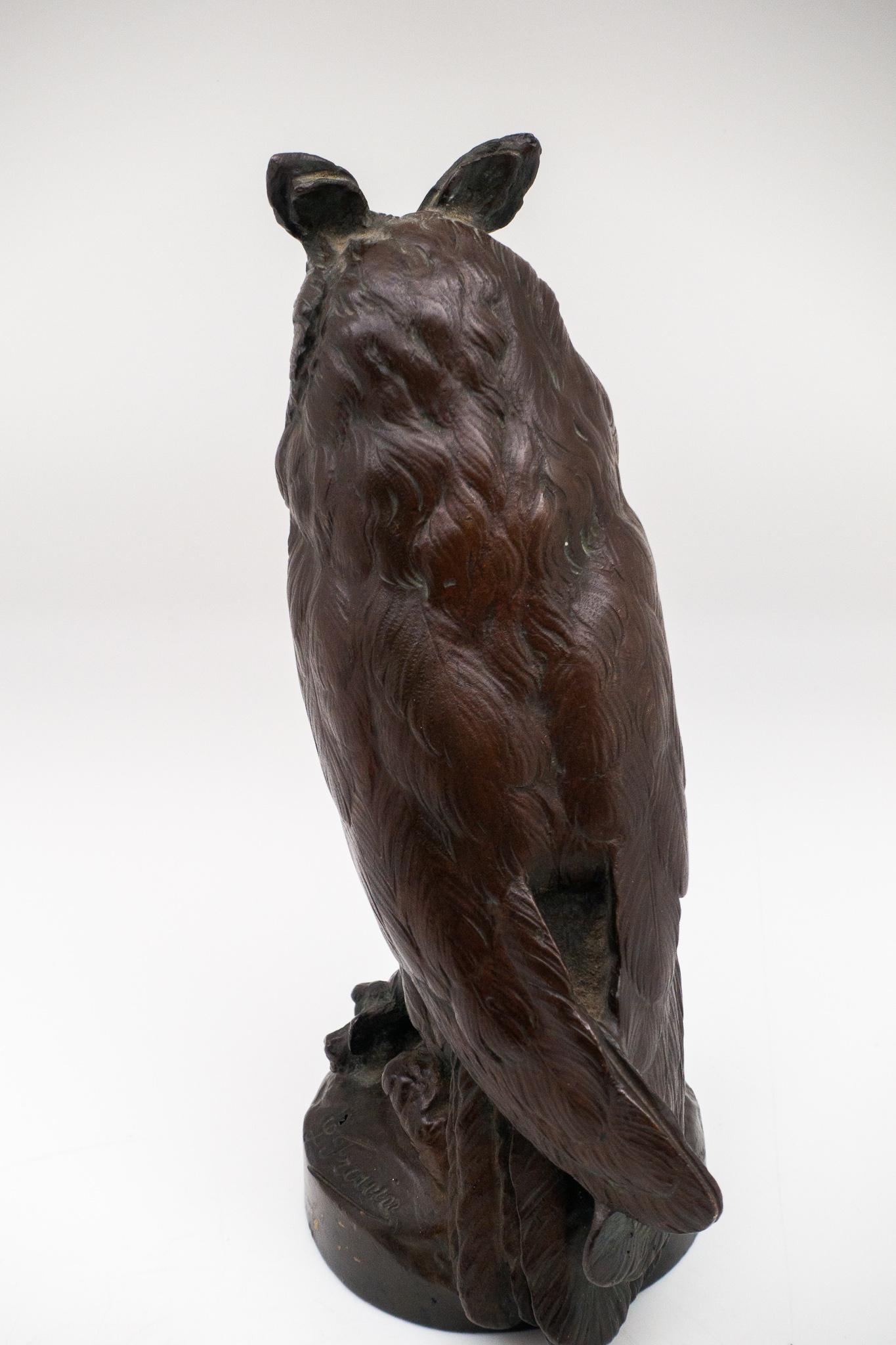 Napoleon III Bronze 19th Century Sculpture of Perched Owl, by L. Frouin 'Signed'