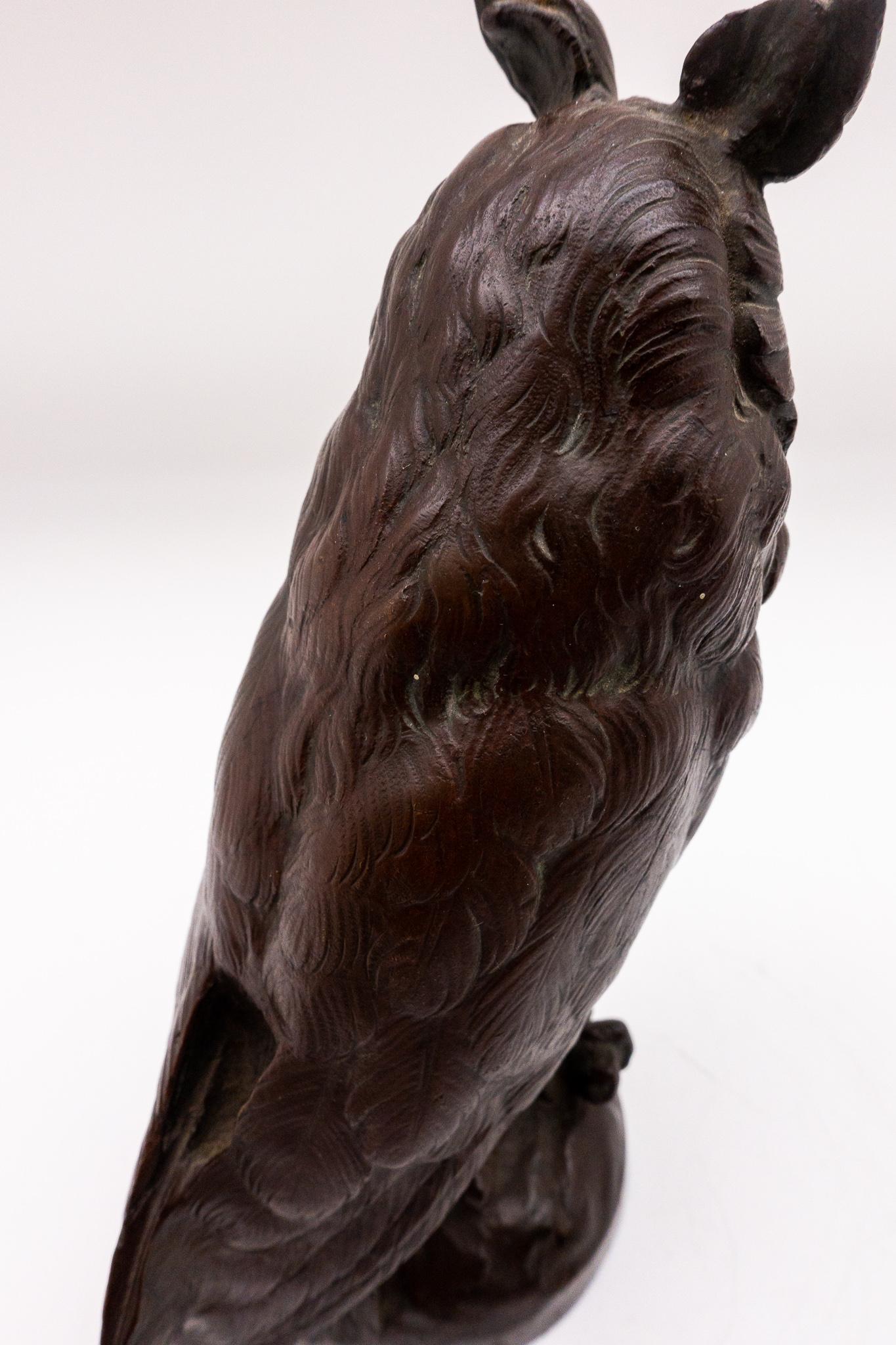 Bronze 19th Century Sculpture of Perched Owl, by L. Frouin 'Signed' 1