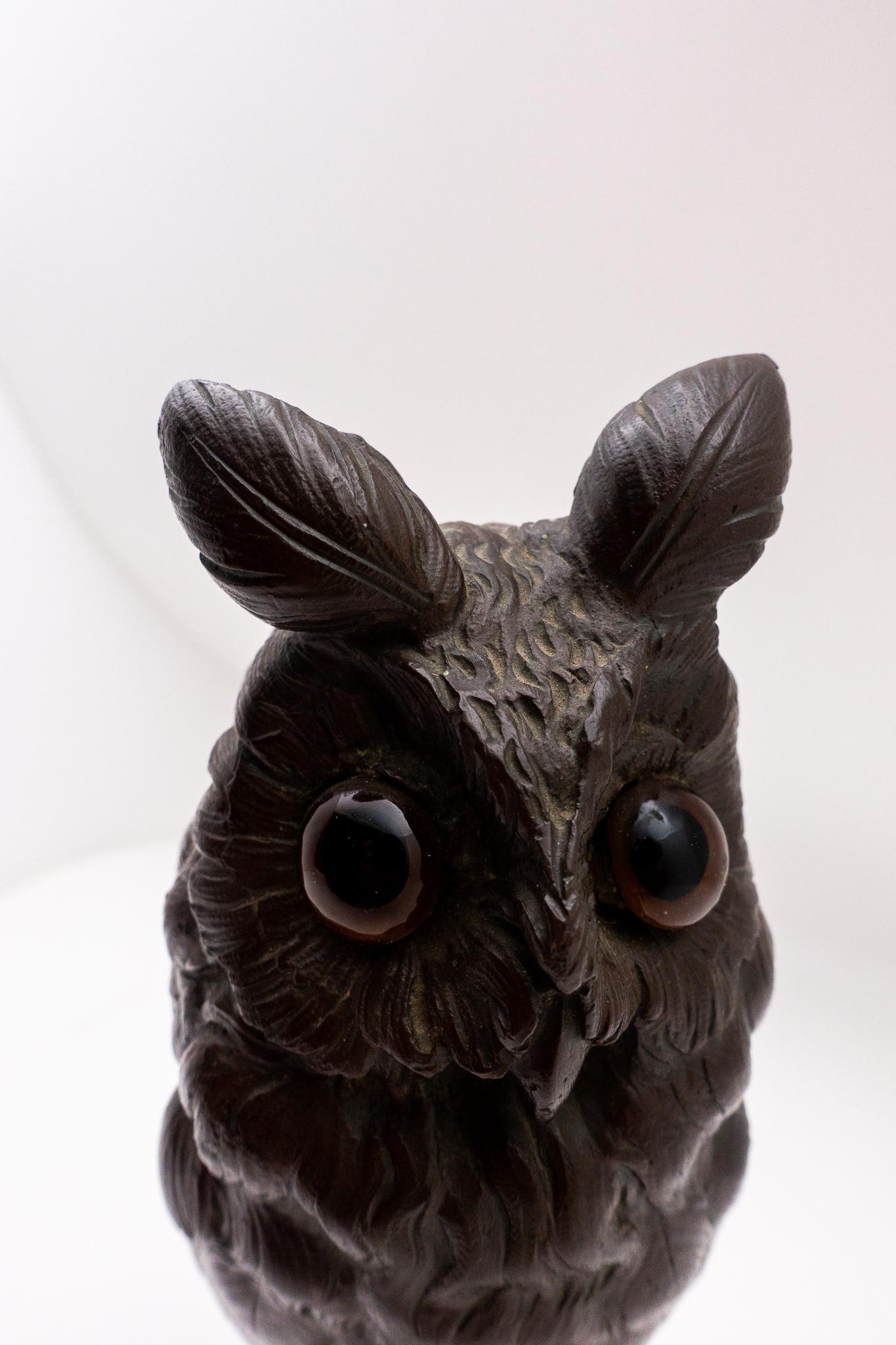 Bronze 19th Century Sculpture of Perched Owl, by L. Frouin 'Signed' 2