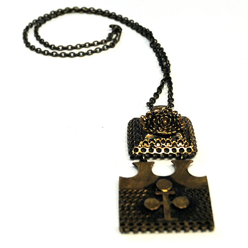 Bronze 2-Piece Pendant Necklace by Pentti Sarpaneva, Finland, 1970s In Good Condition For Sale In Stockholm, SE