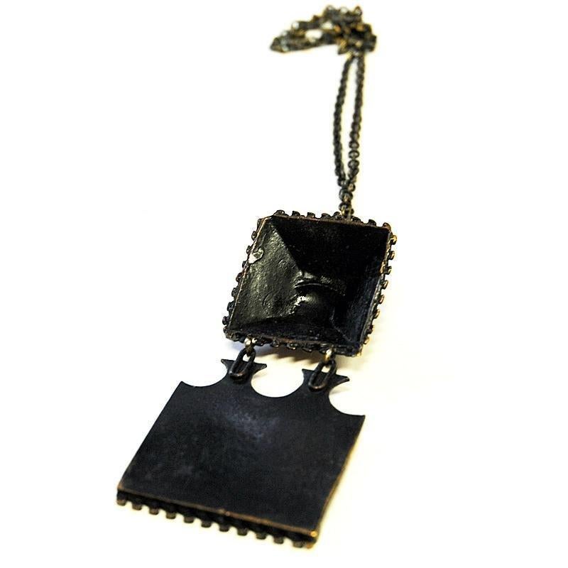 Bronze 2-piece pendant necklace by Pentti Sarpaneva Finland 1970s For Sale 2