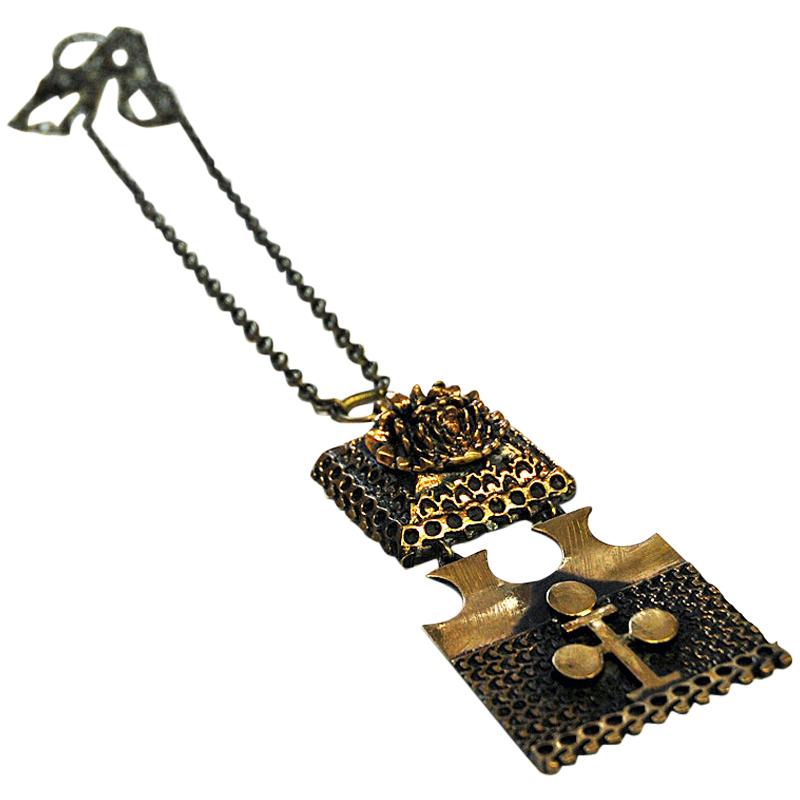 Bronze 2-Piece Pendant Necklace by Pentti Sarpaneva, Finland, 1970s For Sale