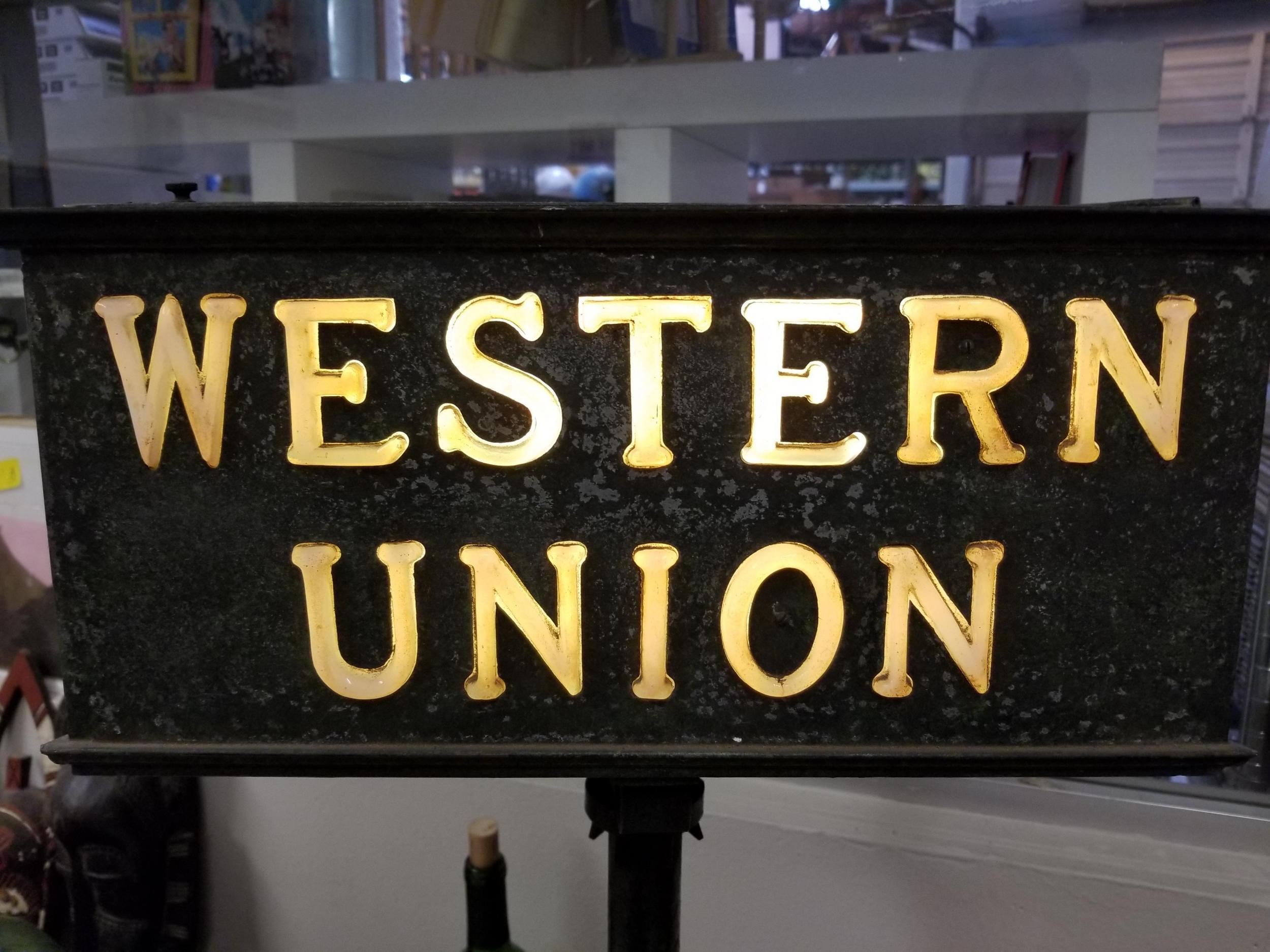 Bronze 2 Sided Western Union Lighted Counter Sign 3
