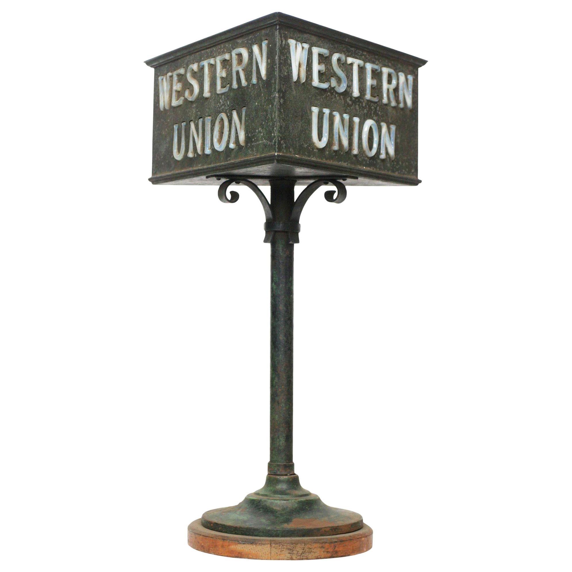 Bronze 2 Sided Western Union Lighted Counter Sign