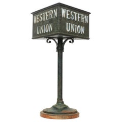 Antique Bronze 2 Sided Western Union Lighted Counter Sign