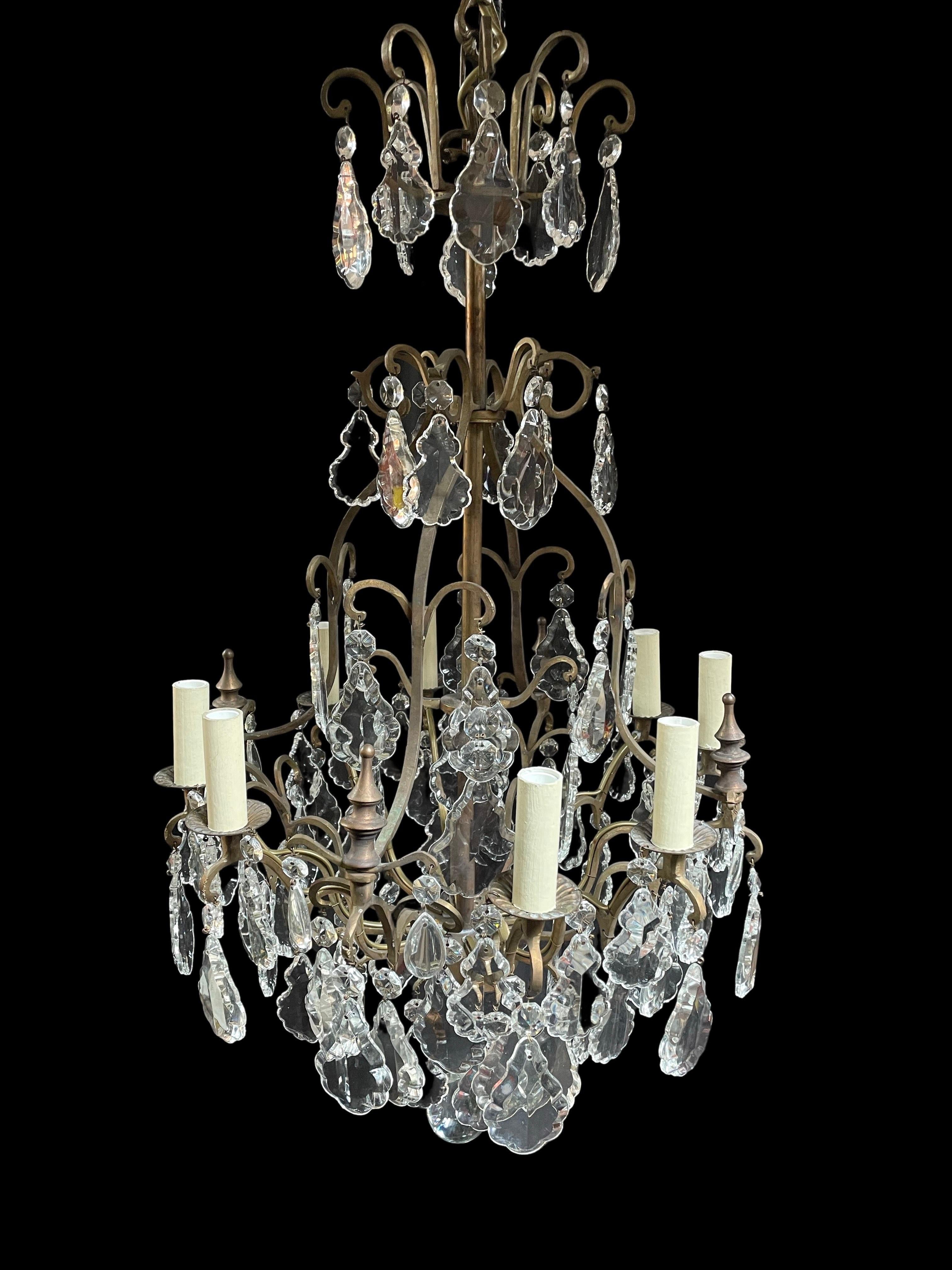 Lampadario di cristallo a 8 bracci in bronzo in vendita 3