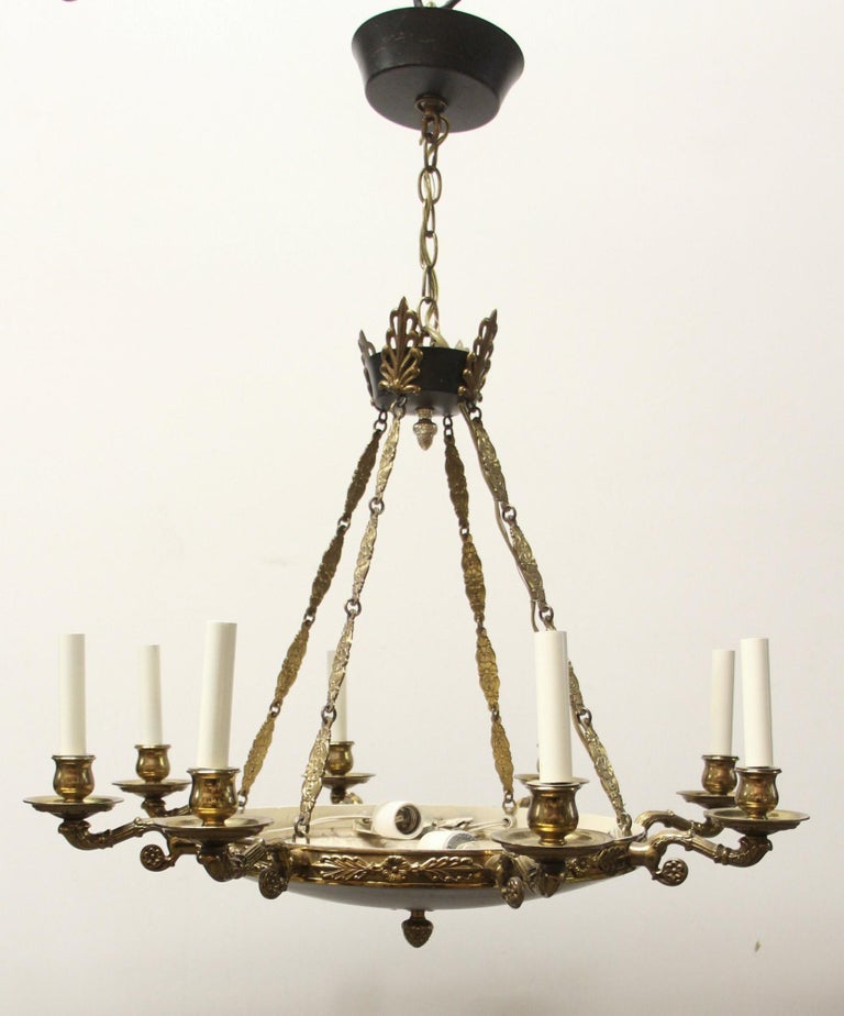 Bronze 8 Light Empire Chandelier Waldorf Astoria Hotel in NYC on Park Ave  For Sale at 1stDibs