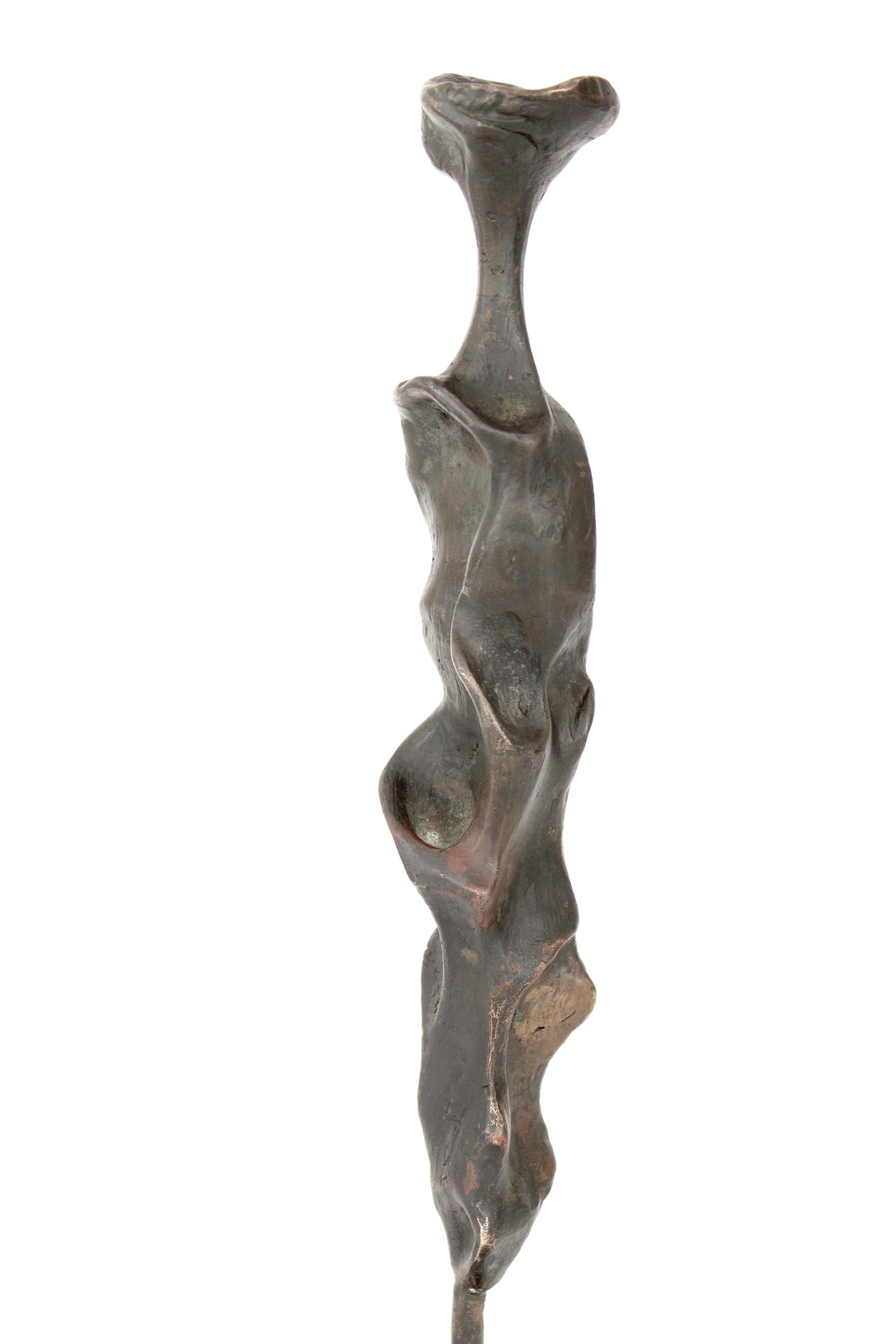 Bronze Abstract Figurative Sculpture on Black Marble Mount  4