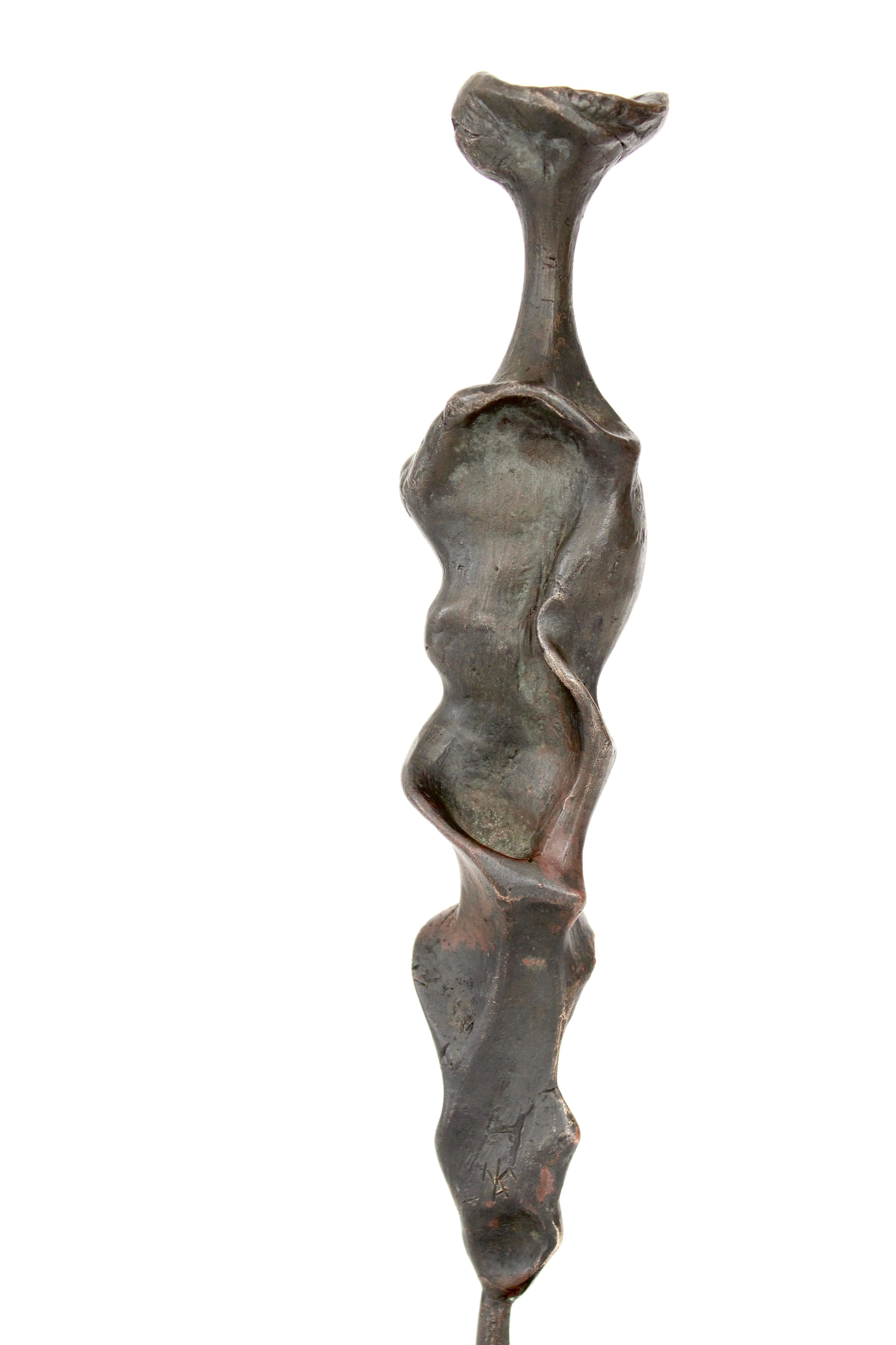 Bronze Abstract Figurative Sculpture on Black Marble Mount  5