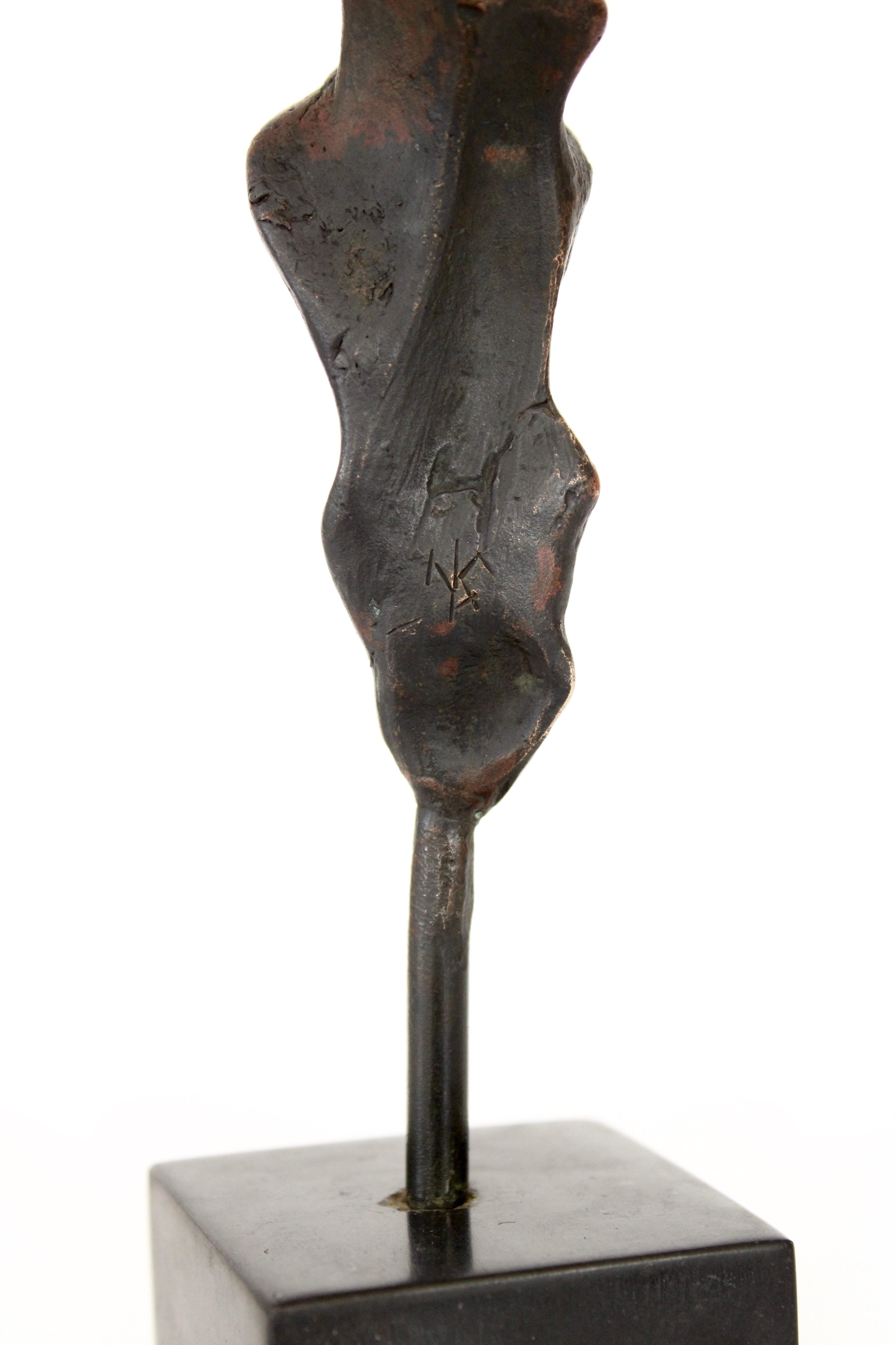Bronze Abstract Figurative Sculpture on Black Marble Mount  6