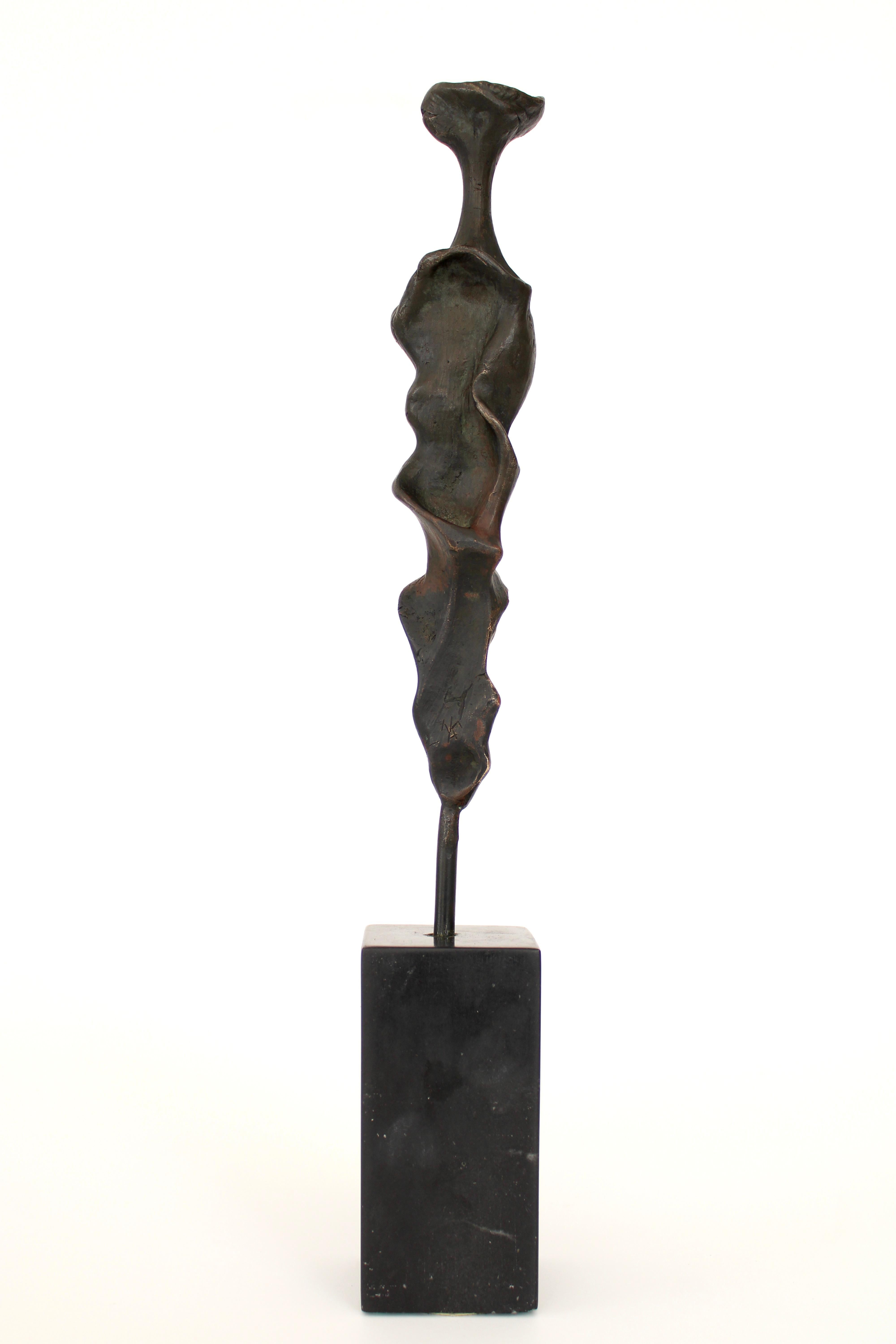 Bronze Abstract Figurative Sculpture on Black Marble Mount  In Good Condition In Chicago, IL