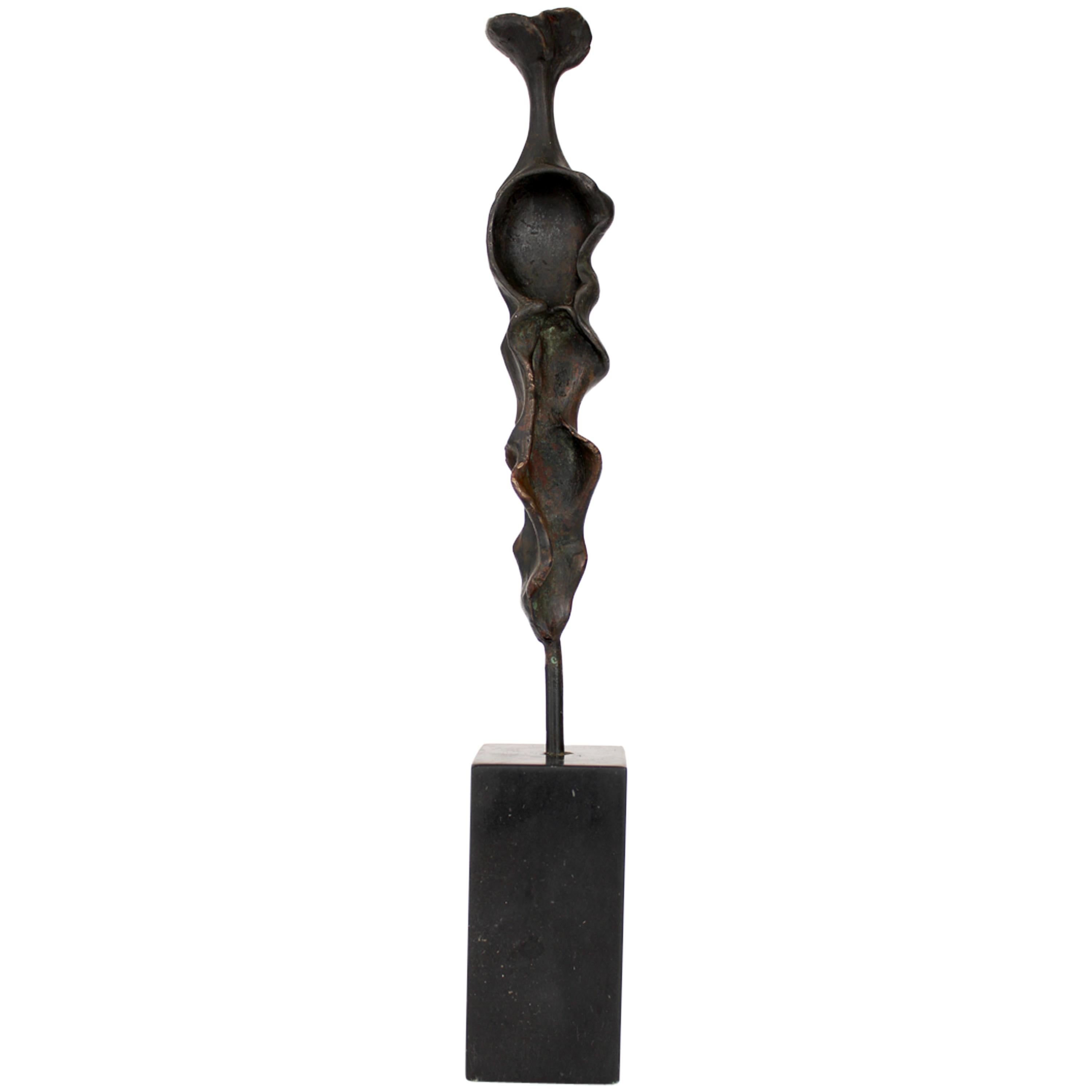 Bronze Abstract Figurative Sculpture on Black Marble Mount 