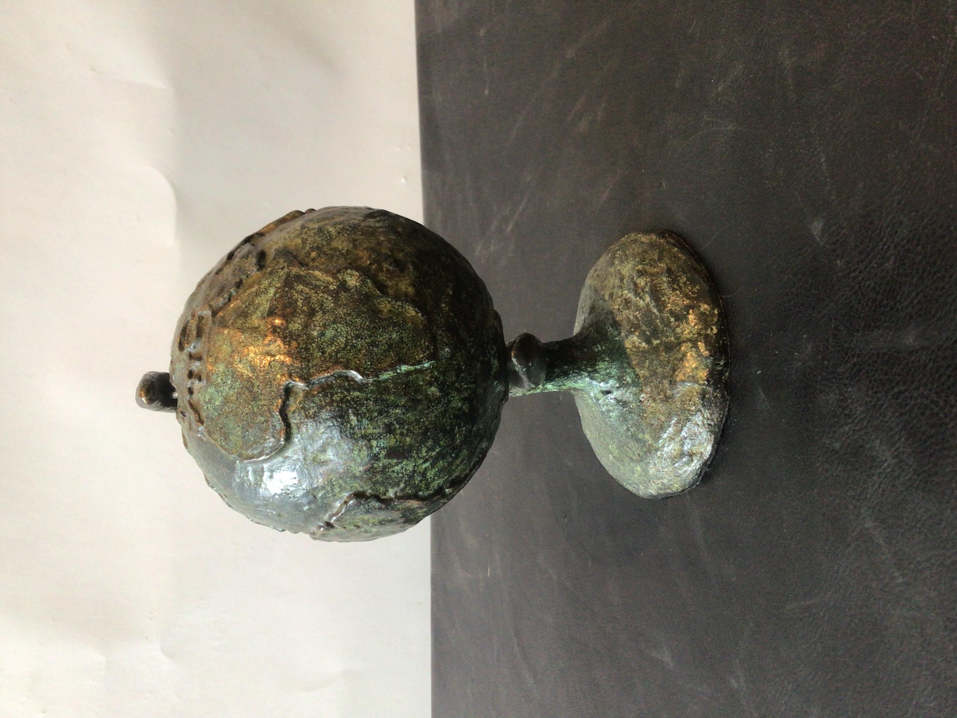 Contemporary Bronze Abstract Globe For Sale