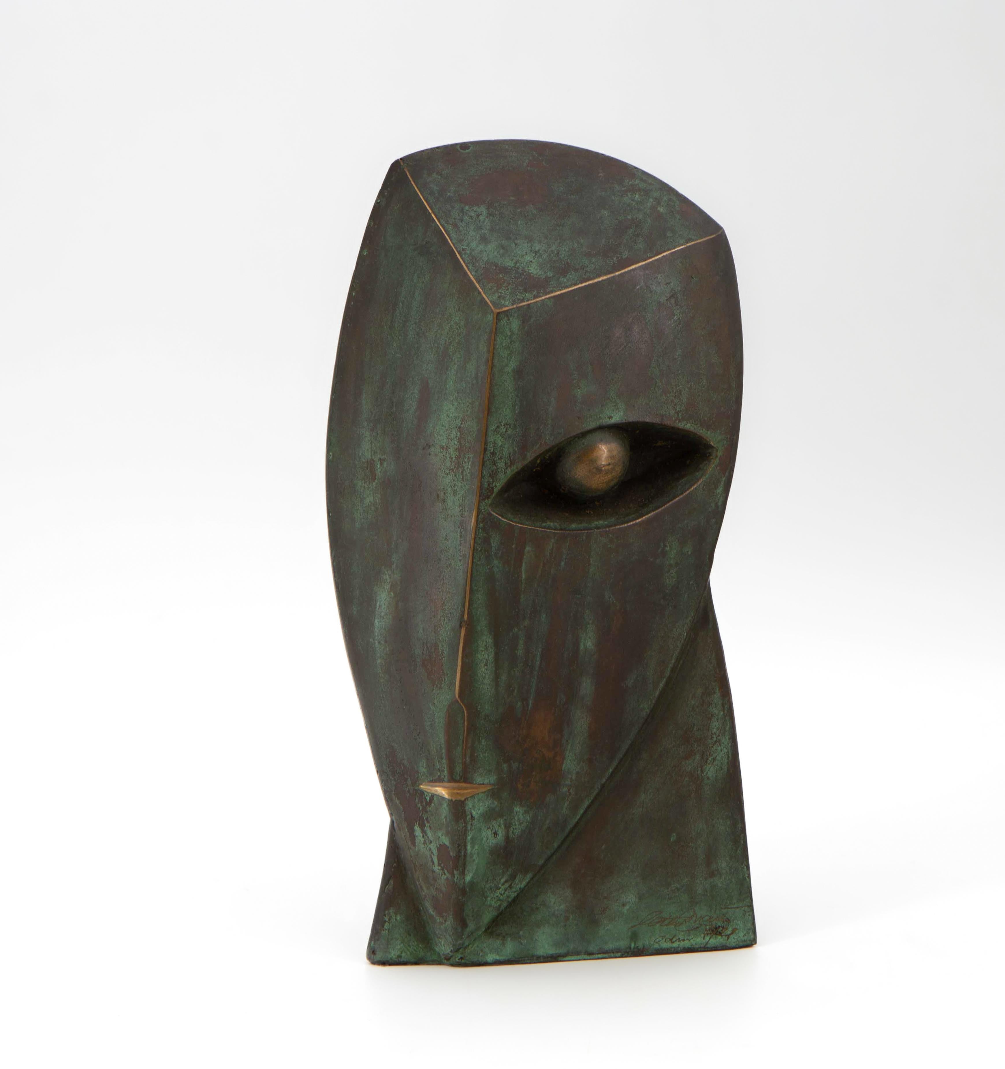 Brutalist Bronze Abstract Head By Lothar Maier “Odin” 7/29 For Sale