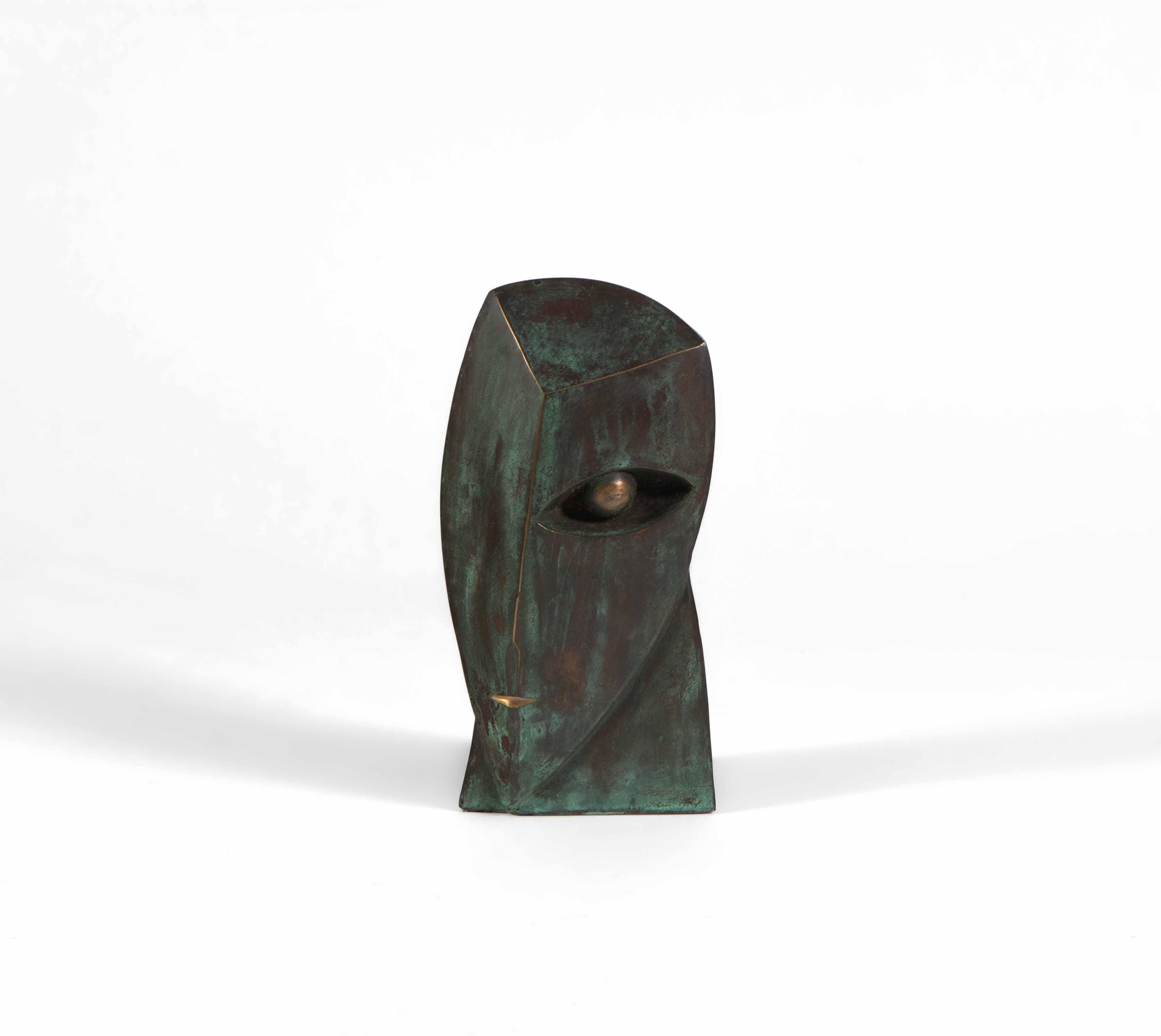 German Bronze Abstract Head By Lothar Maier “Odin” 7/29 For Sale