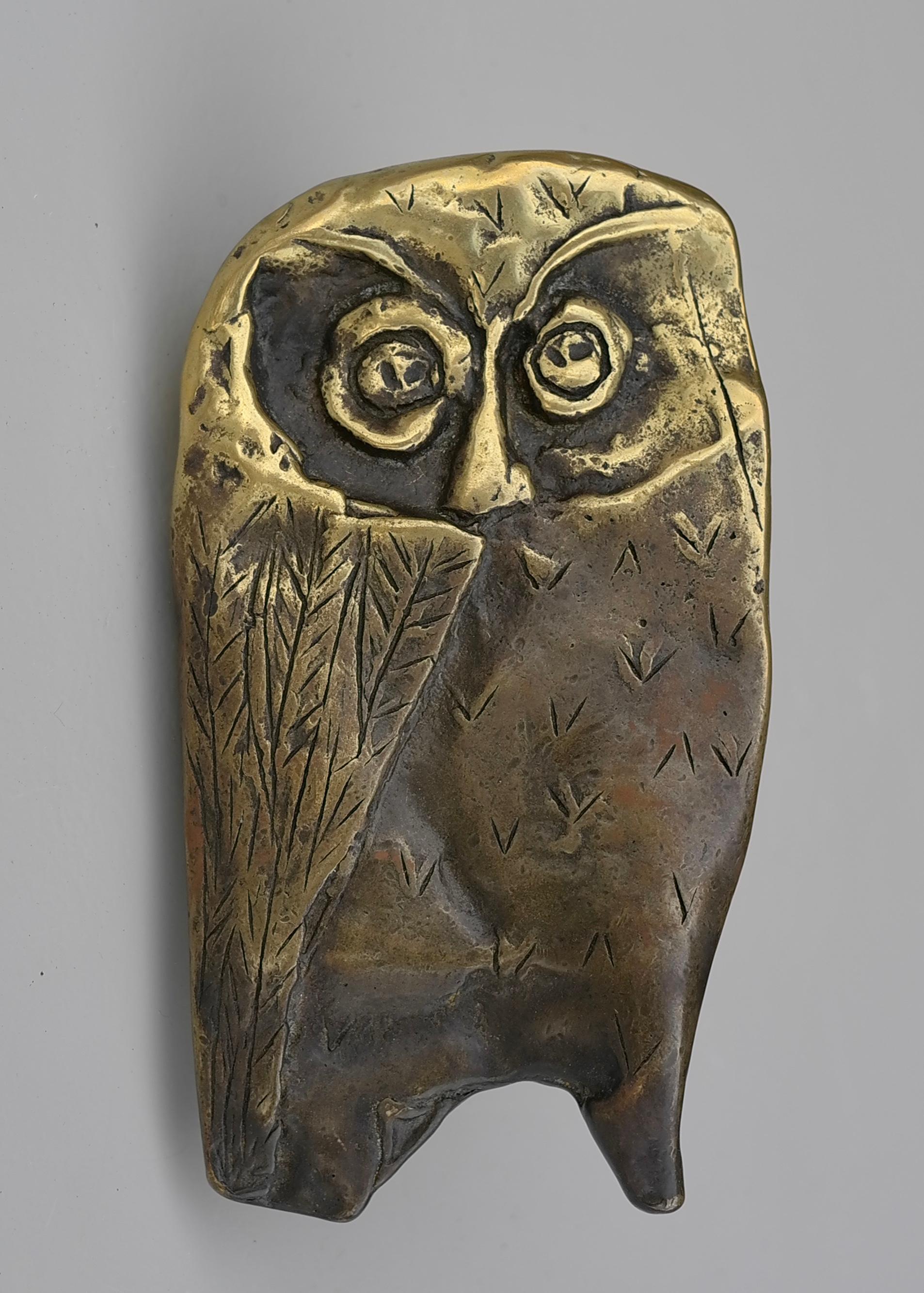 Bronze Abstract Owl Door Handle , 1960s In Good Condition For Sale In Den Haag, NL