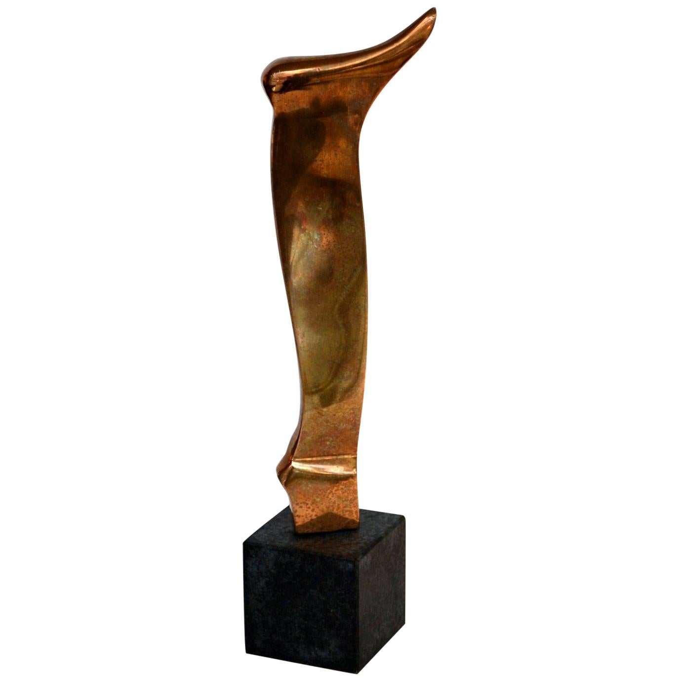 Bronze Abstract Sculpture Black Plinth by Neil Willis, England, 1970s