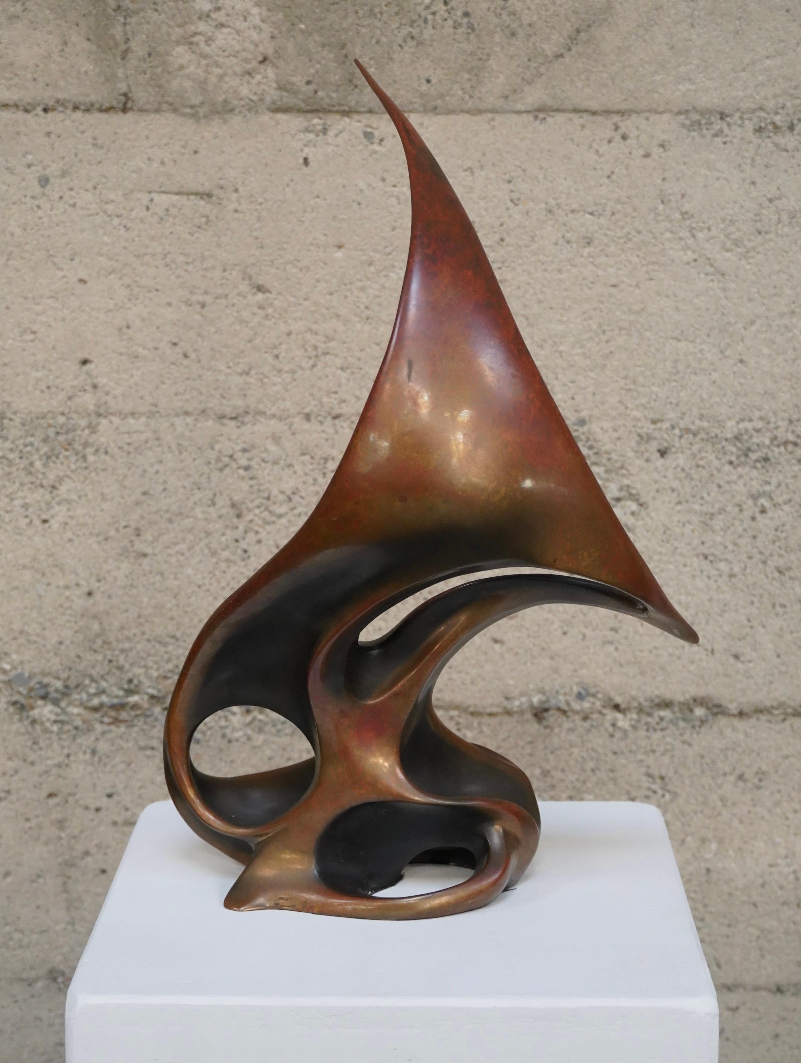Bronze Abstract Sculpture by Bob Bennett circa 1970s Artists Proof One Off In Good Condition For Sale In Oakland, CA