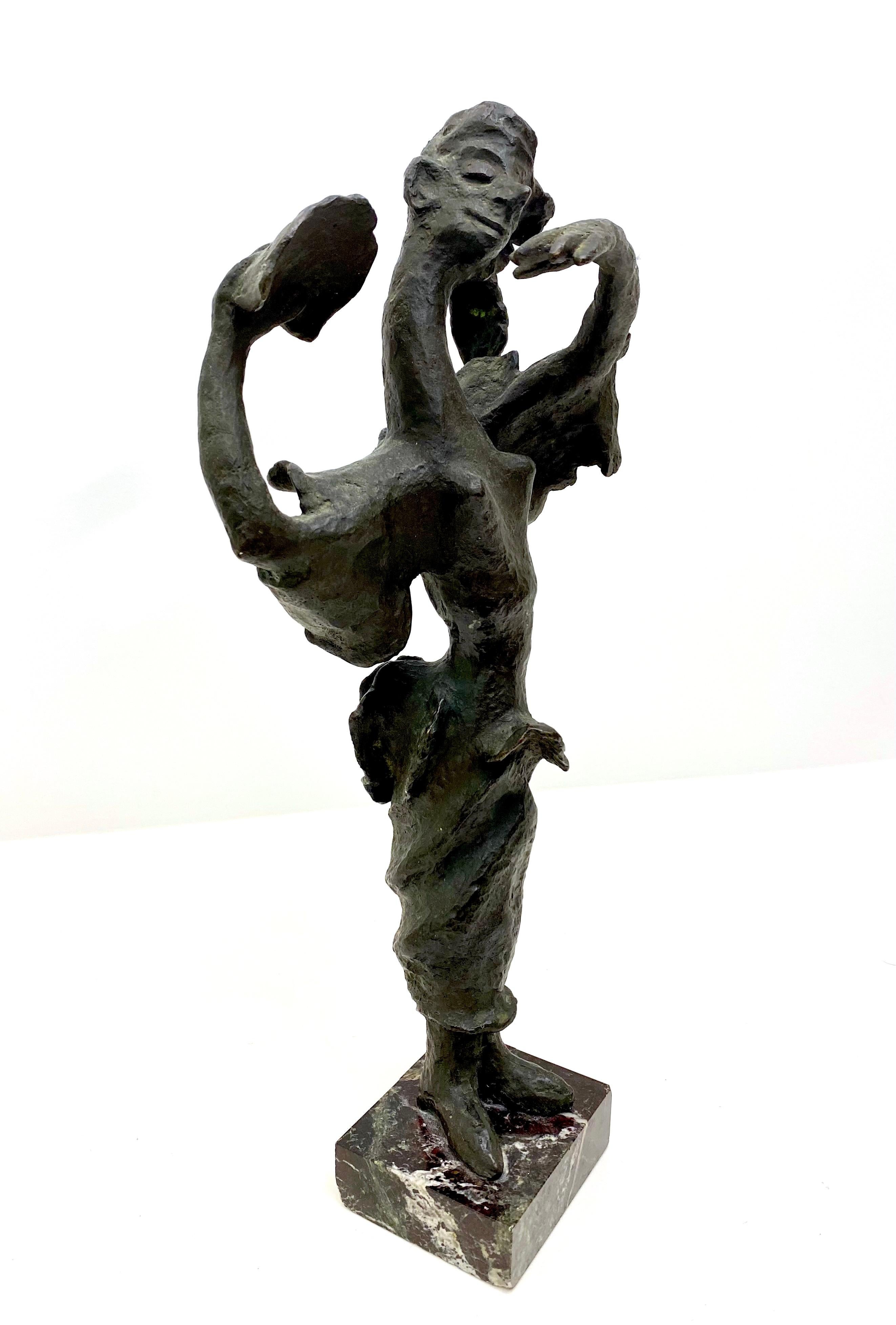 Bronze Abstract Sculpture of a Woman Holding a Fan   For Sale 4