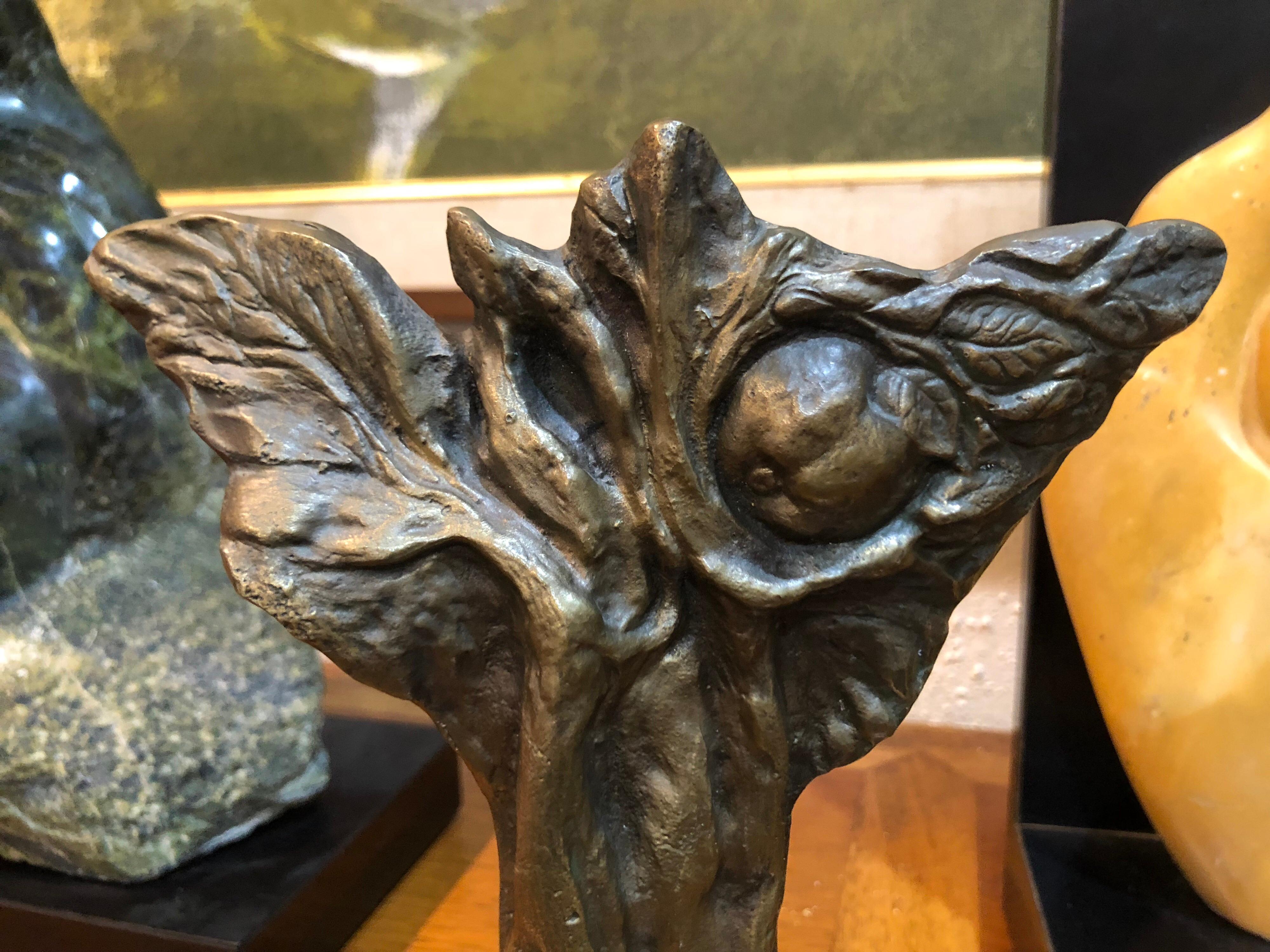Arts and Crafts Bronze Abstract Sculpture of an Apple Tree