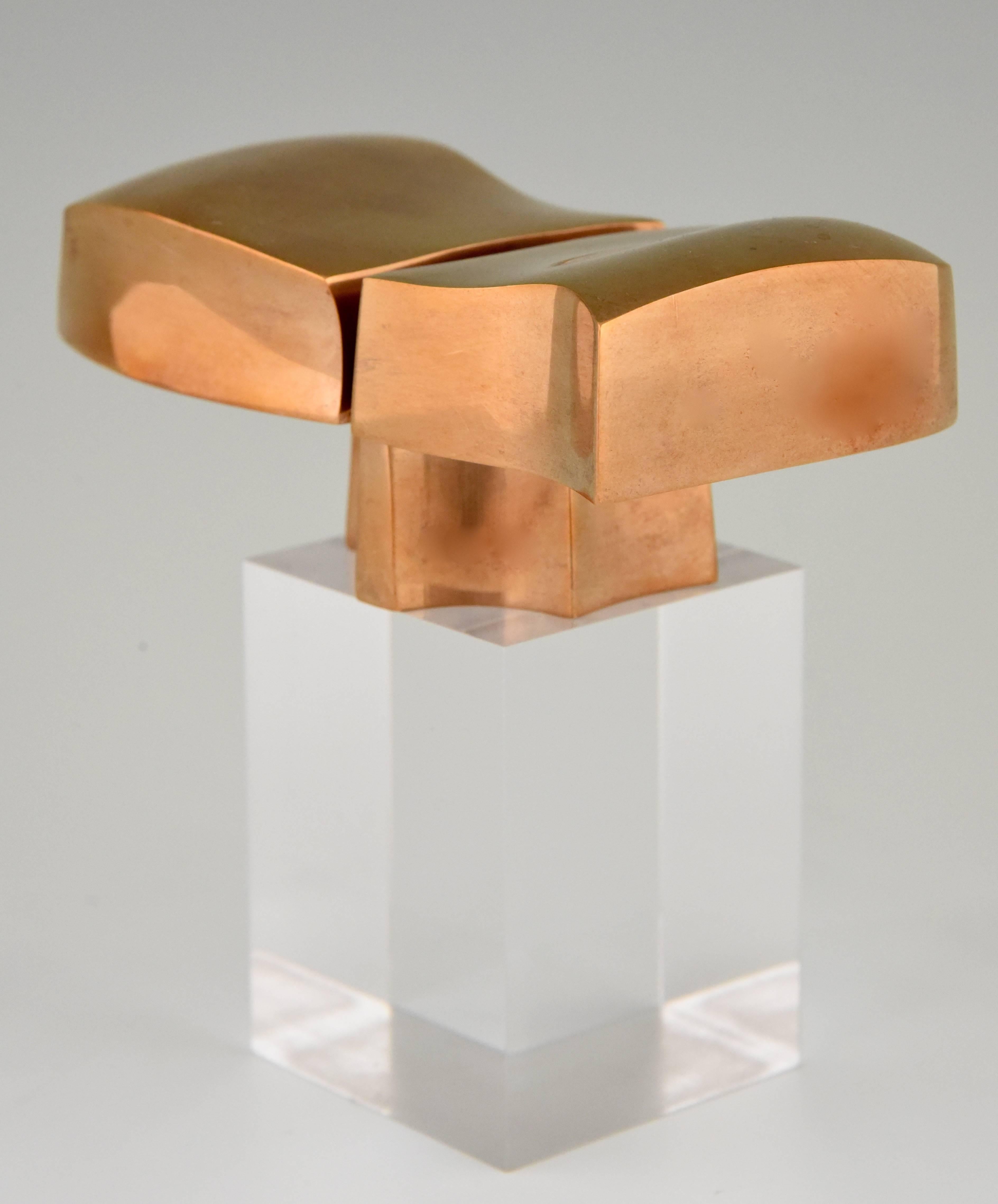 20th Century Bronze Abstract Sculpture on Plexiglass Base by Jose Luis Sanchez Numbered 1970