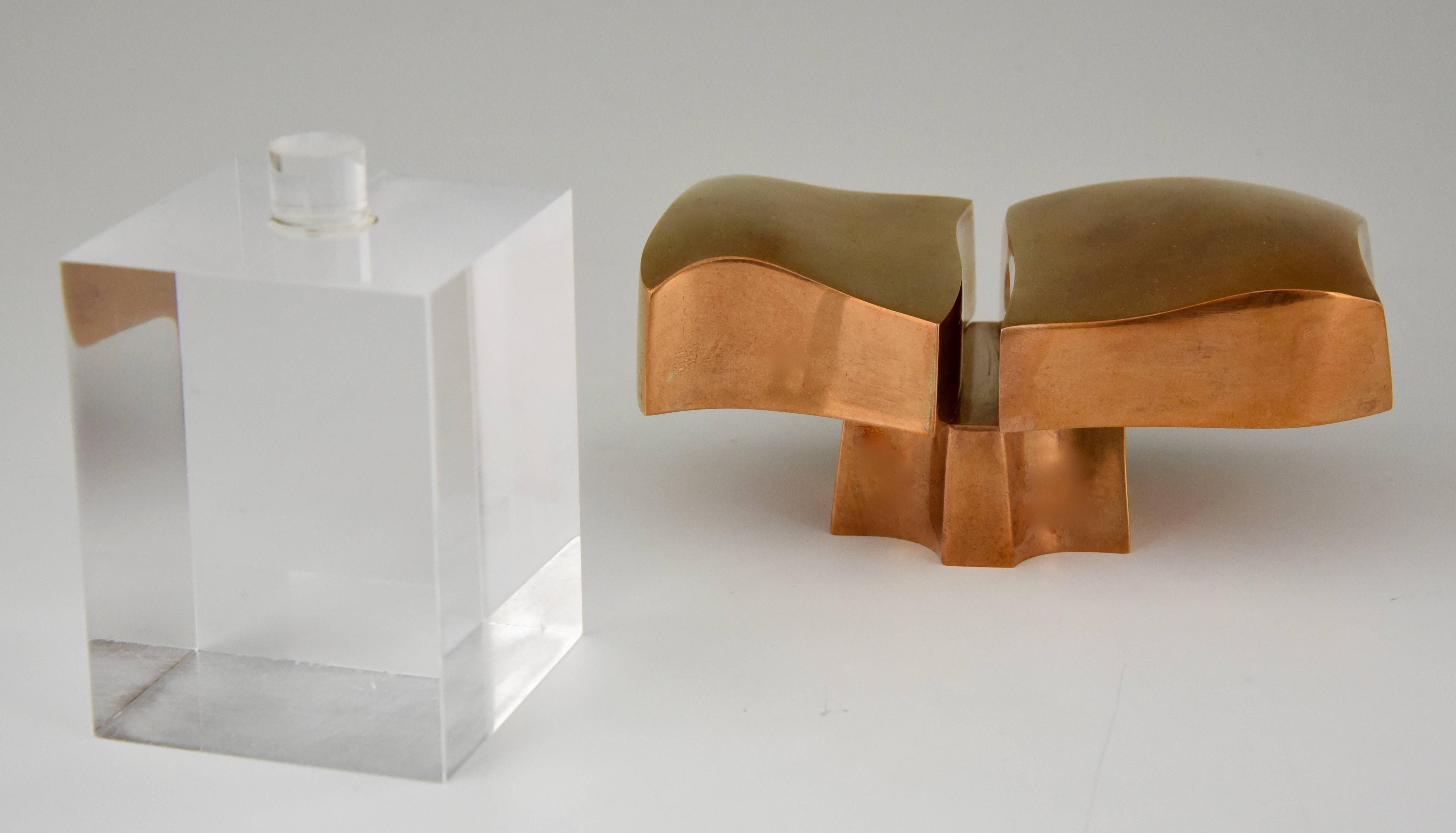 Bronze Abstract Sculpture on Plexiglass Base by Jose Luis Sanchez Numbered 1970 3