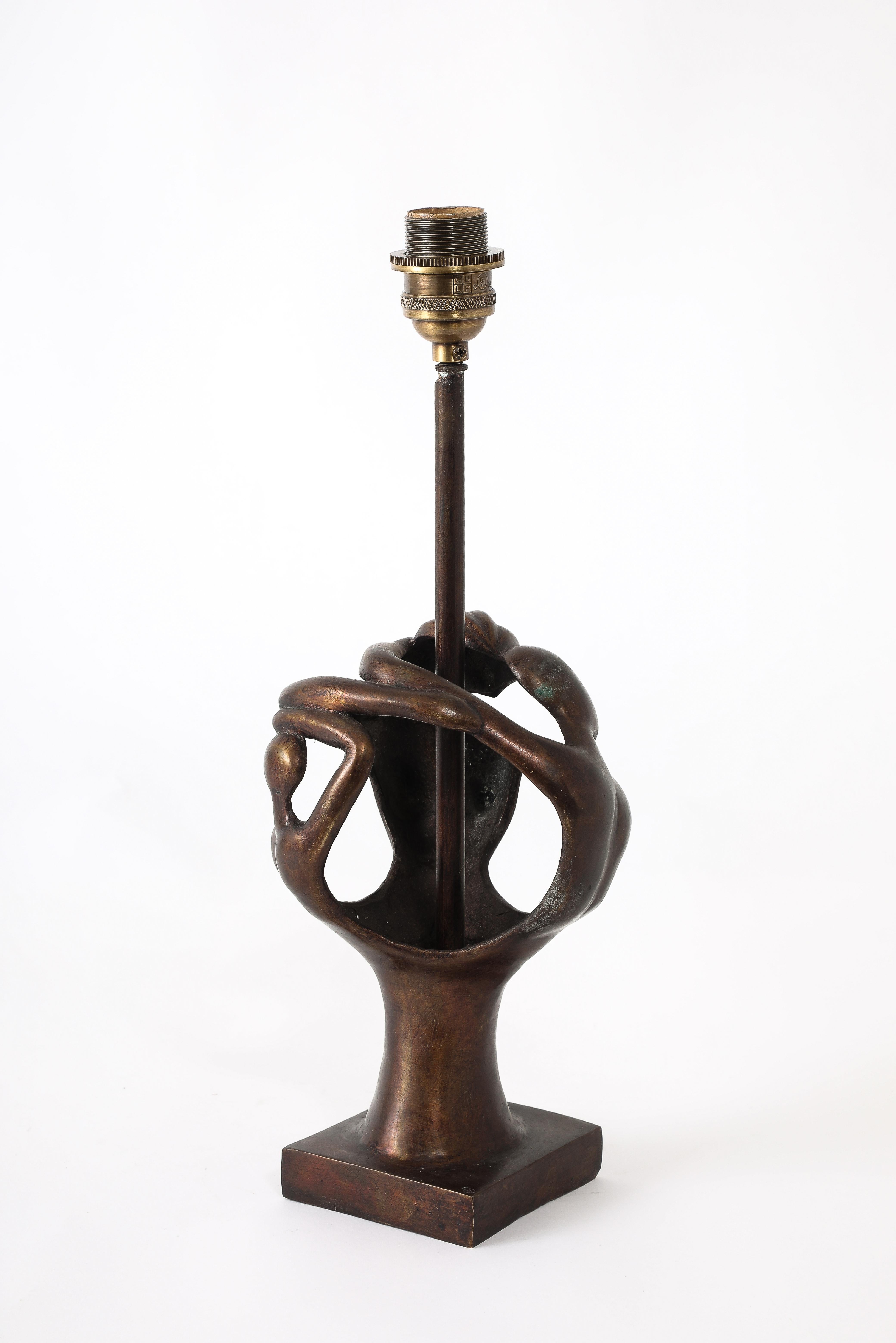 Bronze Abstract Table Lamp, France 1950's For Sale 5