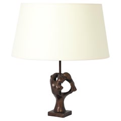 Bronze Abstract Table Lamp, France 1950's