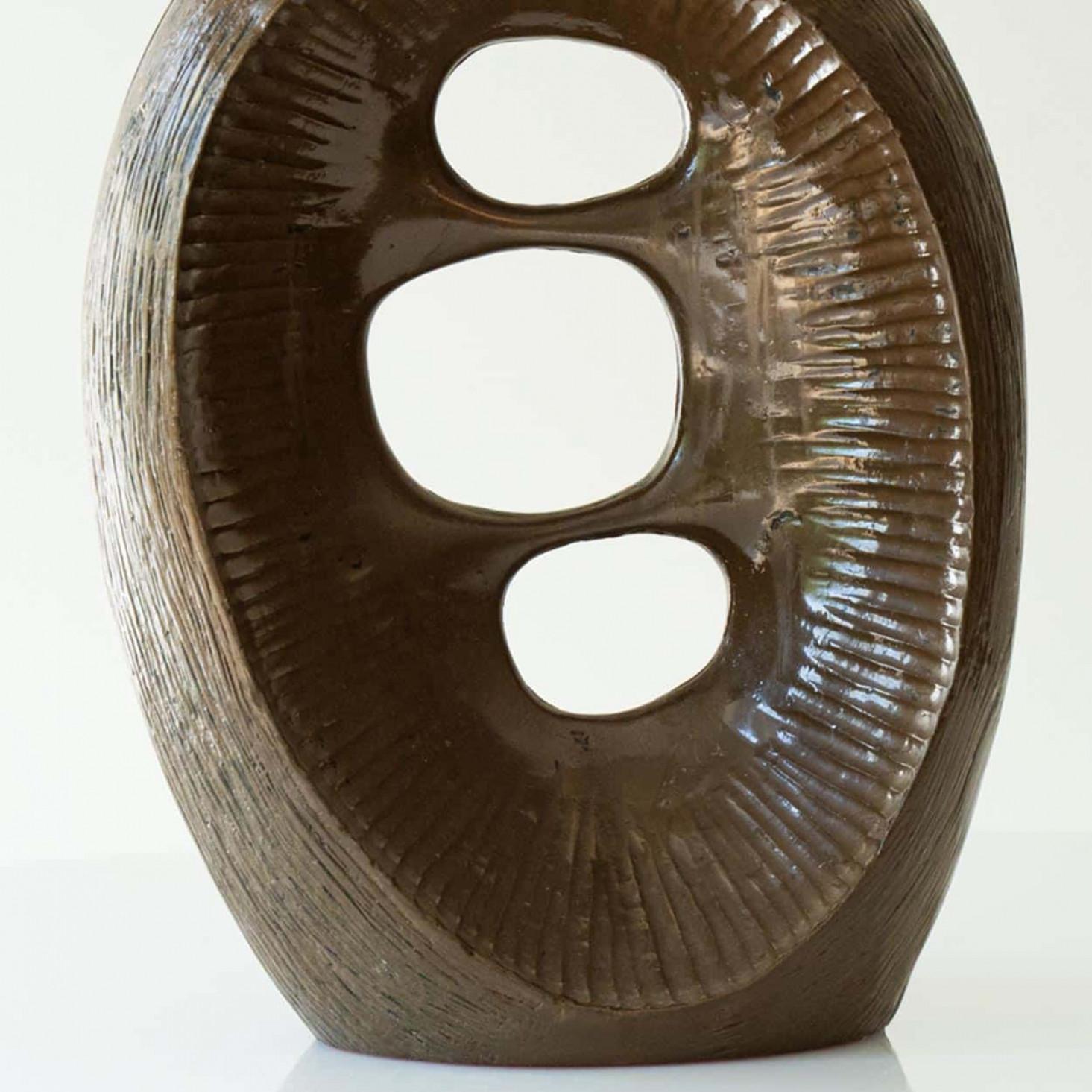 French Bronze Abstract Table Lamp, New Lampshade by R. Houben, 1960 For Sale