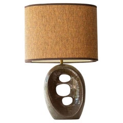 Bronze Abstract Table Lamp, New Lampshade by R. Houben, 1960