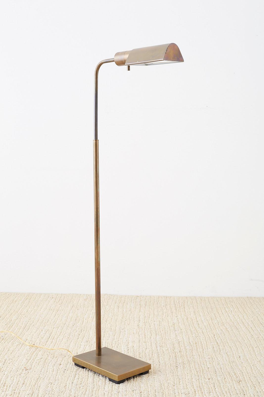 Bronze Adjustable Pharmacy Floor Lamp Attributed to Casella 1