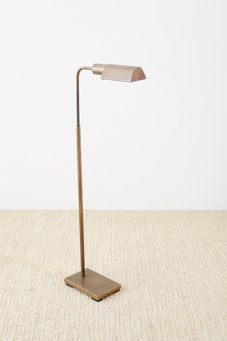 Bronze Adjustable Pharmacy Floor Lamp Attributed to Casella at 1stDibs