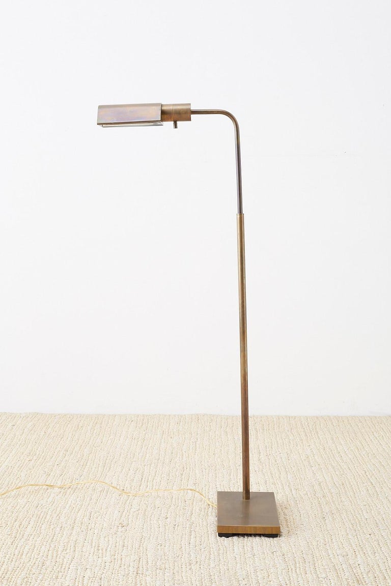 Bronze Adjustable Pharmacy Floor Lamp Attributed to Casella at 1stDibs